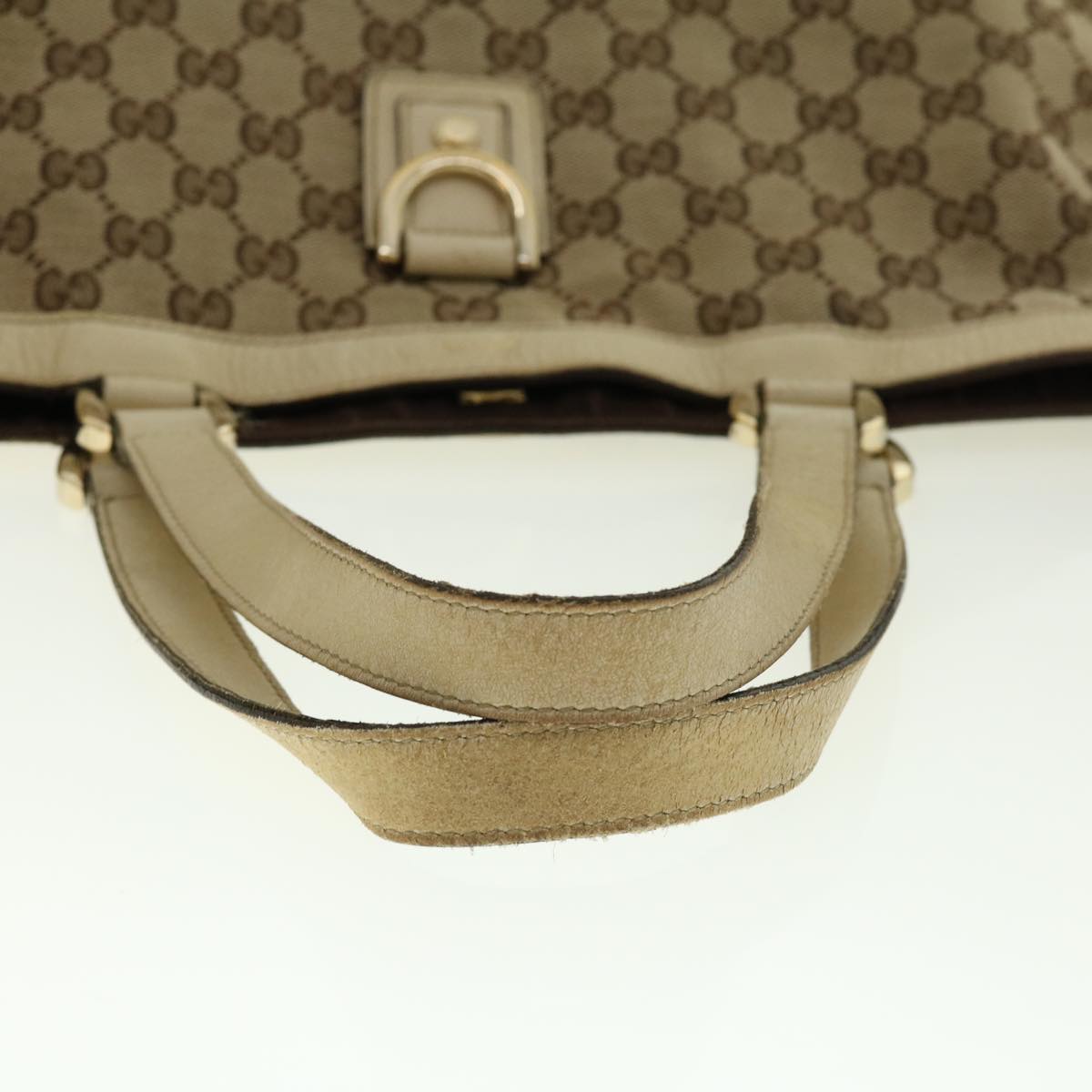 GUCCI GG Canvas Abbey Tote Bag Beige White 205141 Auth tb580