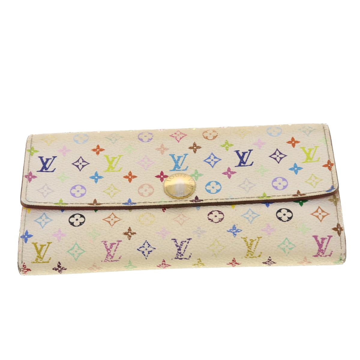 LOUIS VUITTON Monogram Multicolor Wallet 2Set White LV Auth tb593 - 0