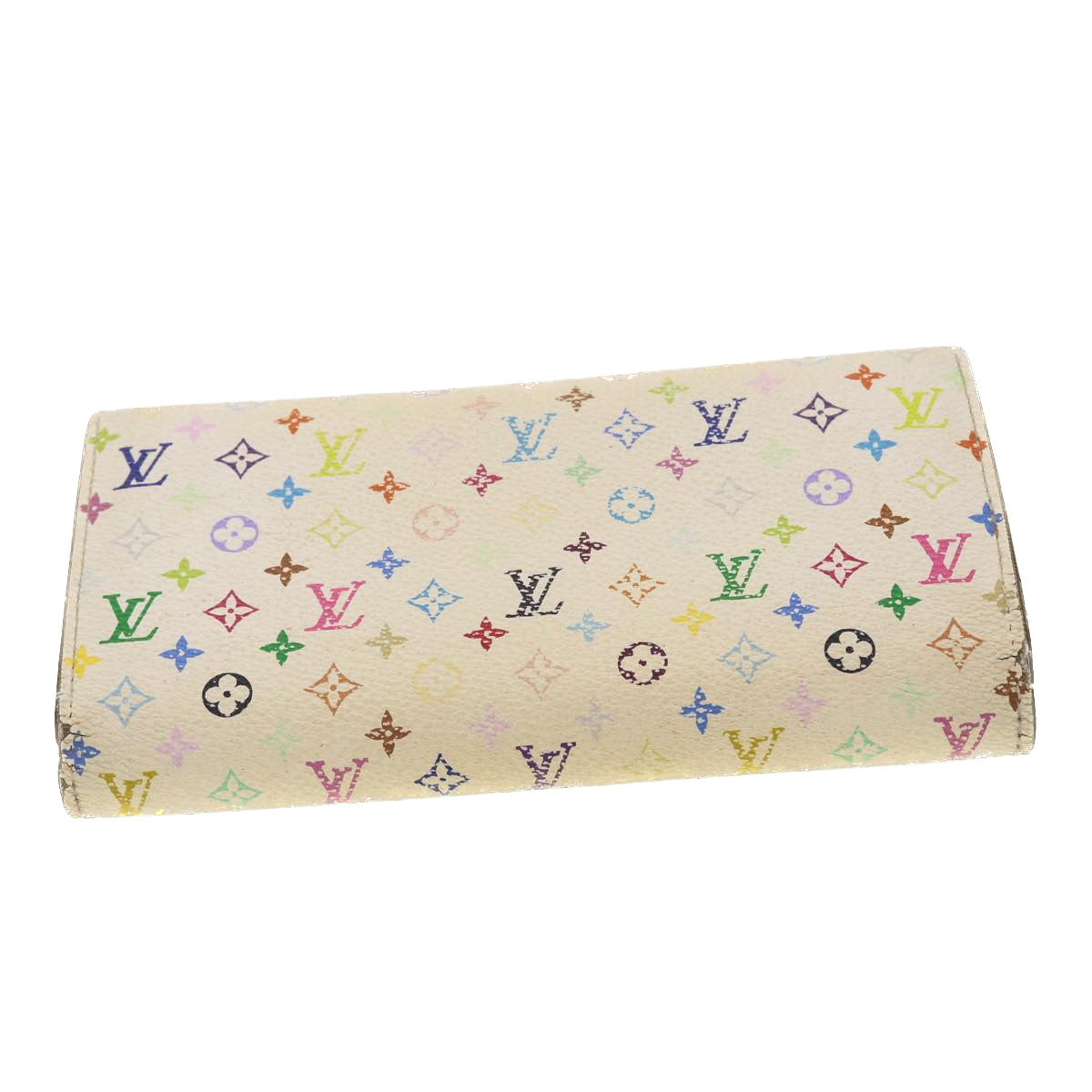 LOUIS VUITTON Monogram Multicolor Wallet 2Set White LV Auth tb593