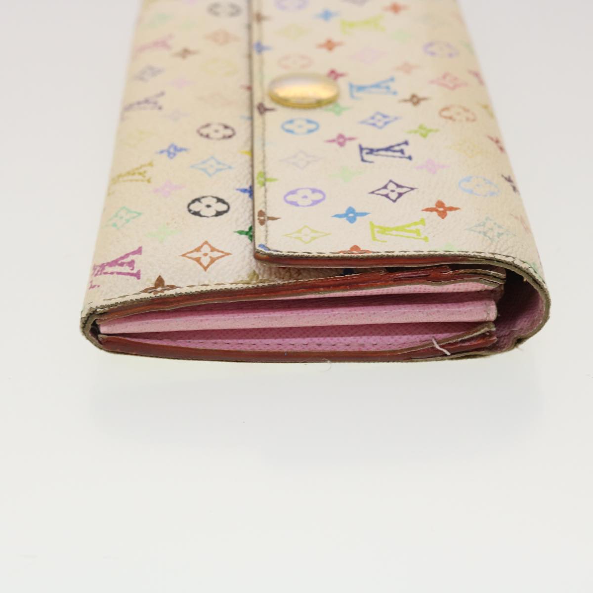 LOUIS VUITTON Monogram Multicolor Wallet 2Set White LV Auth tb593