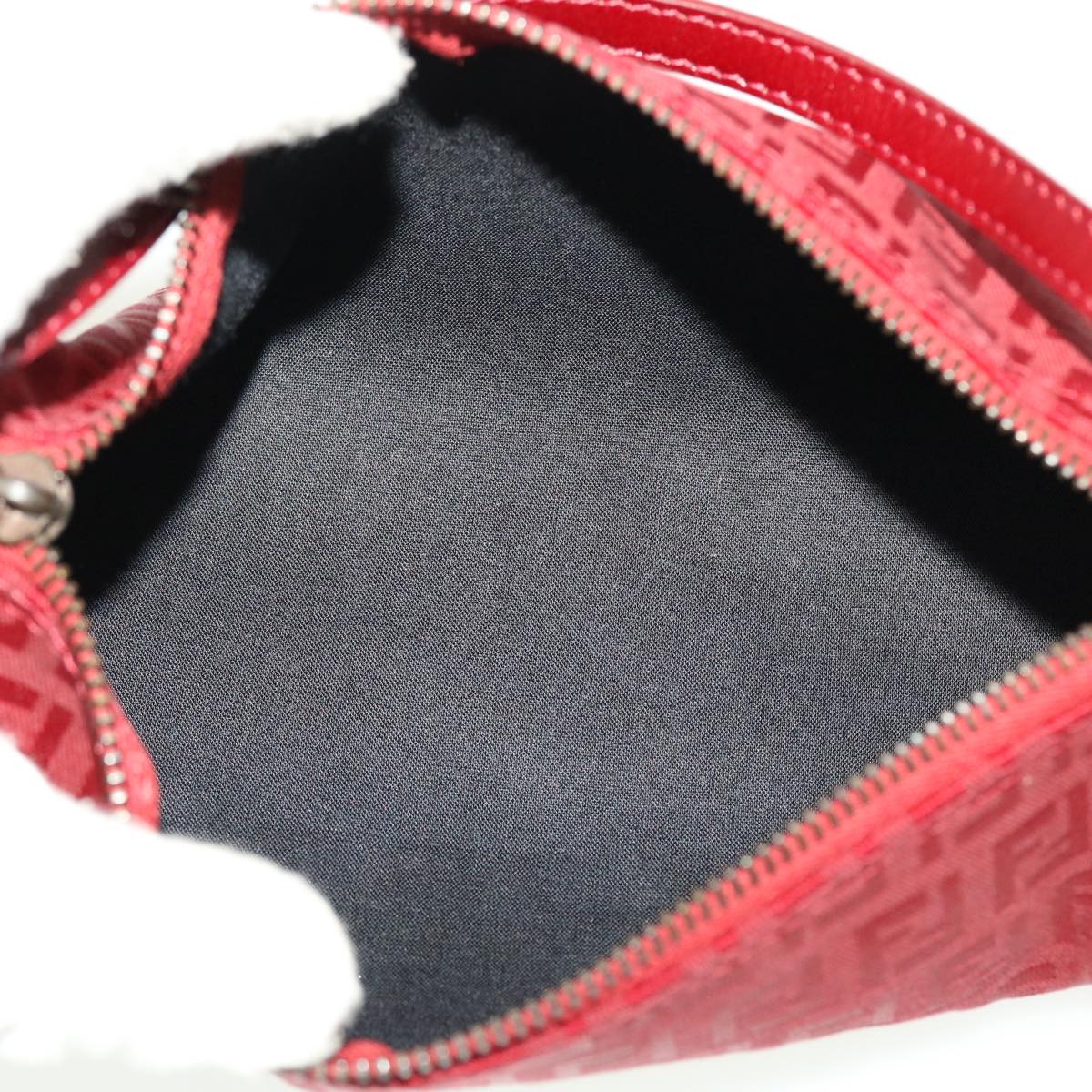 FENDI Zucchino Canvas Pouch Red Auth tb640