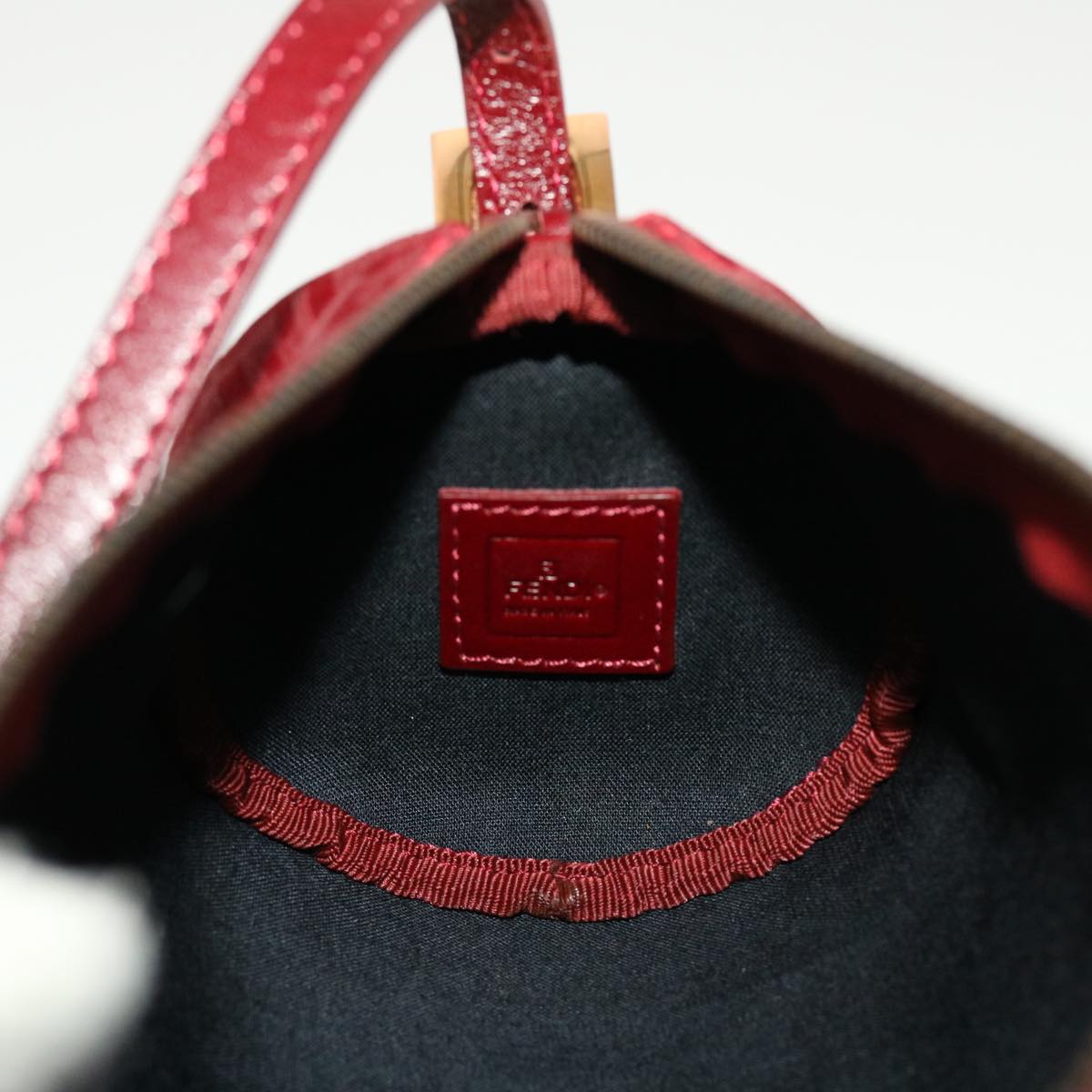 FENDI Zucchino Canvas Pouch Red Auth tb640