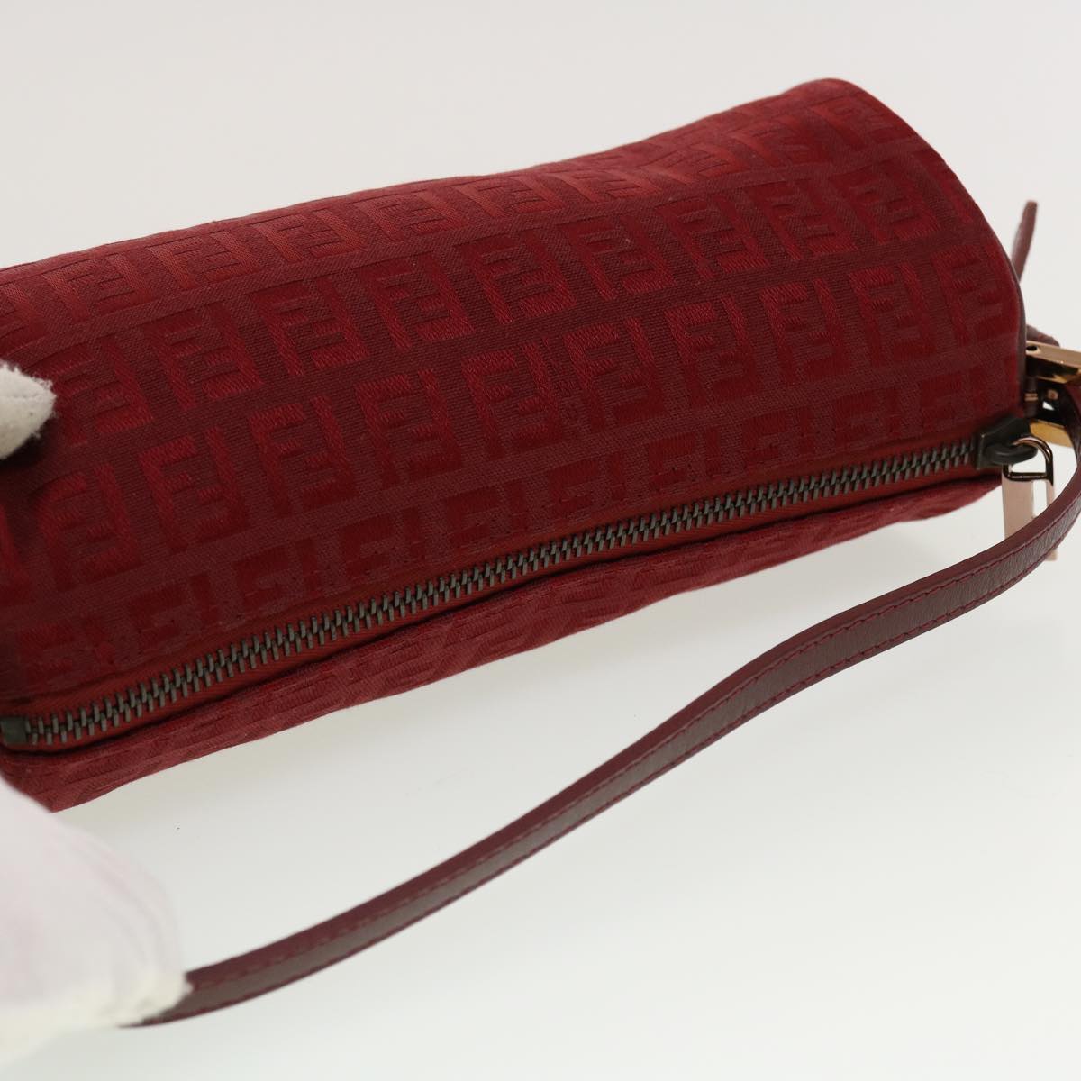 FENDI Zucchino Canvas Pouch Red Auth tb640