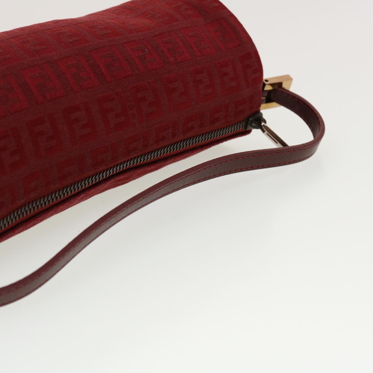 FENDI Zucchino Canvas Pouch Red Auth tb640