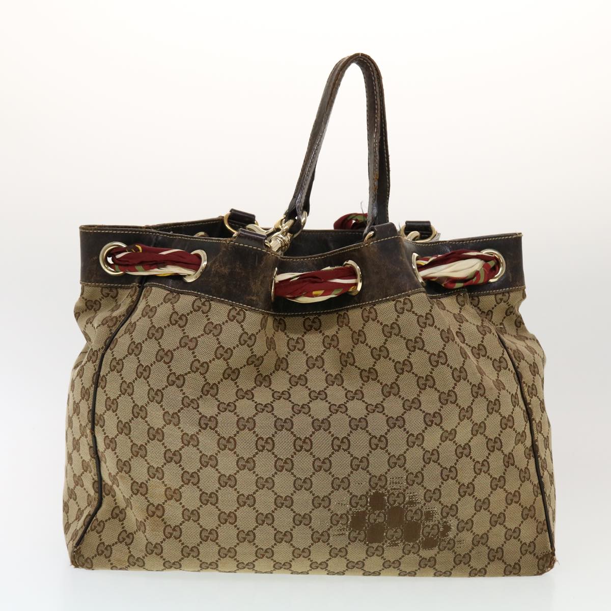 GUCCI GG Canvas Shoulder Bag PVC Leather 3Set Beige Auth tb650