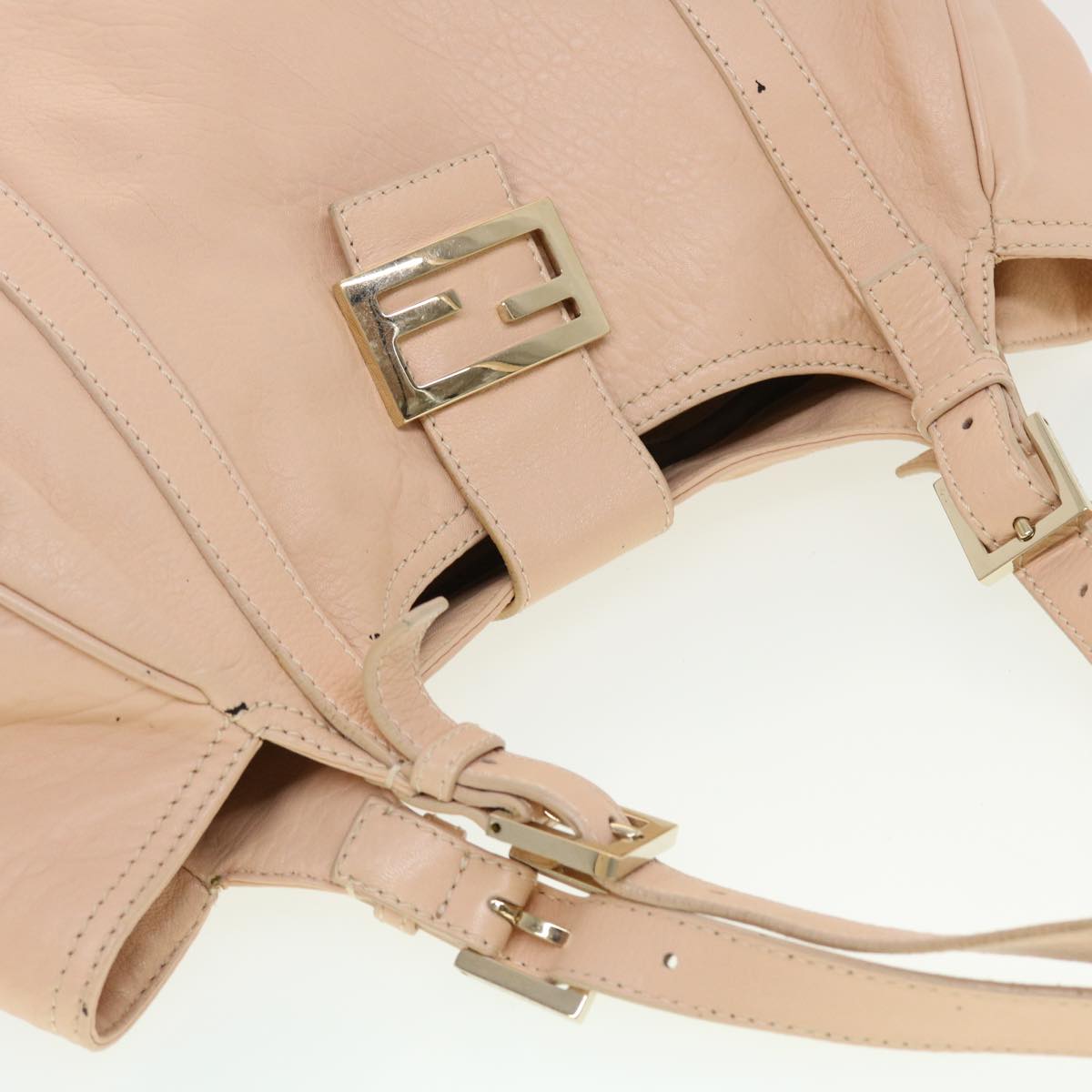 FENDI Buckle Tote Bag Leather Pink Auth tb663