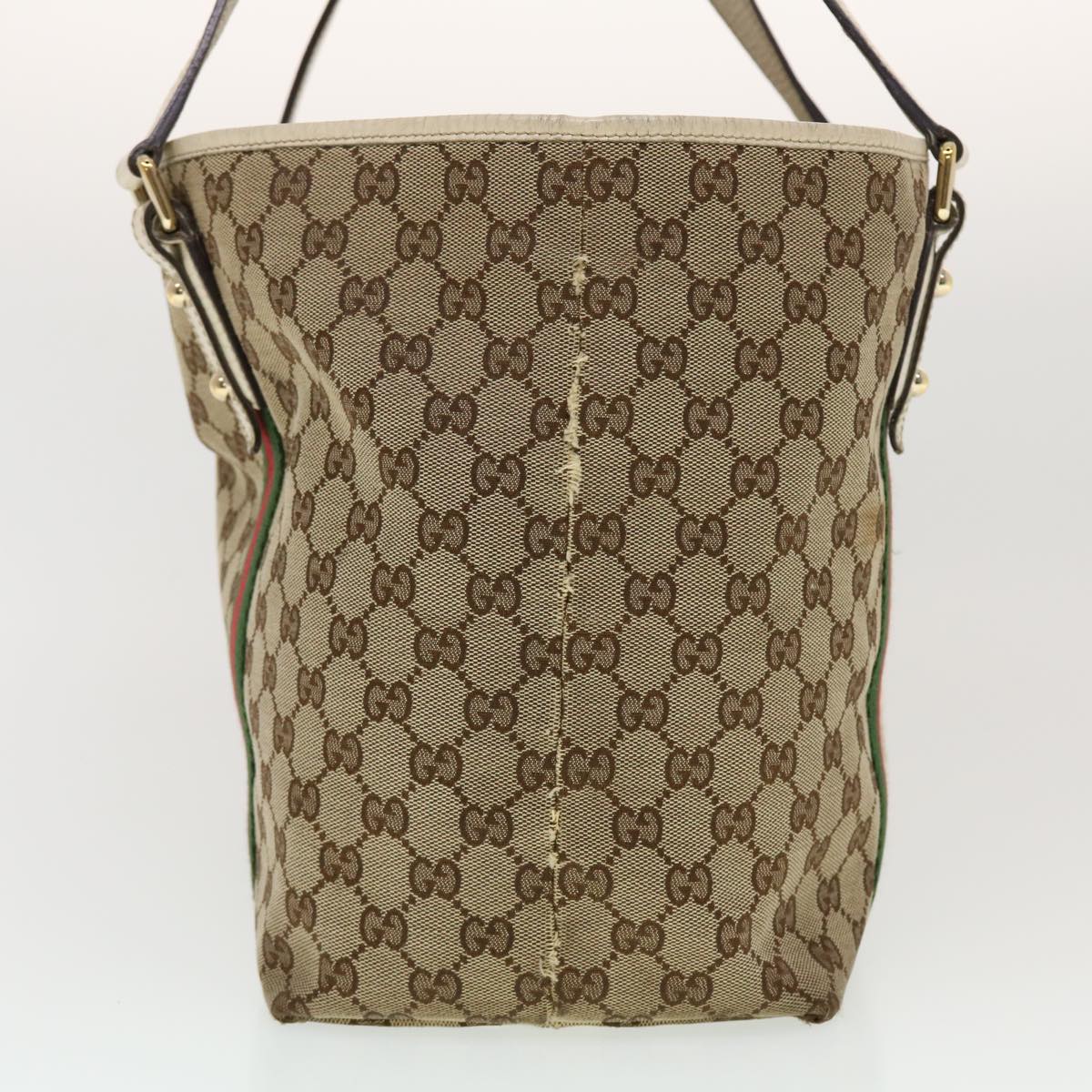 GUCCI GG Canvas Web Sherry Line Tote Bag Beige Green Red 139260 Auth tb669