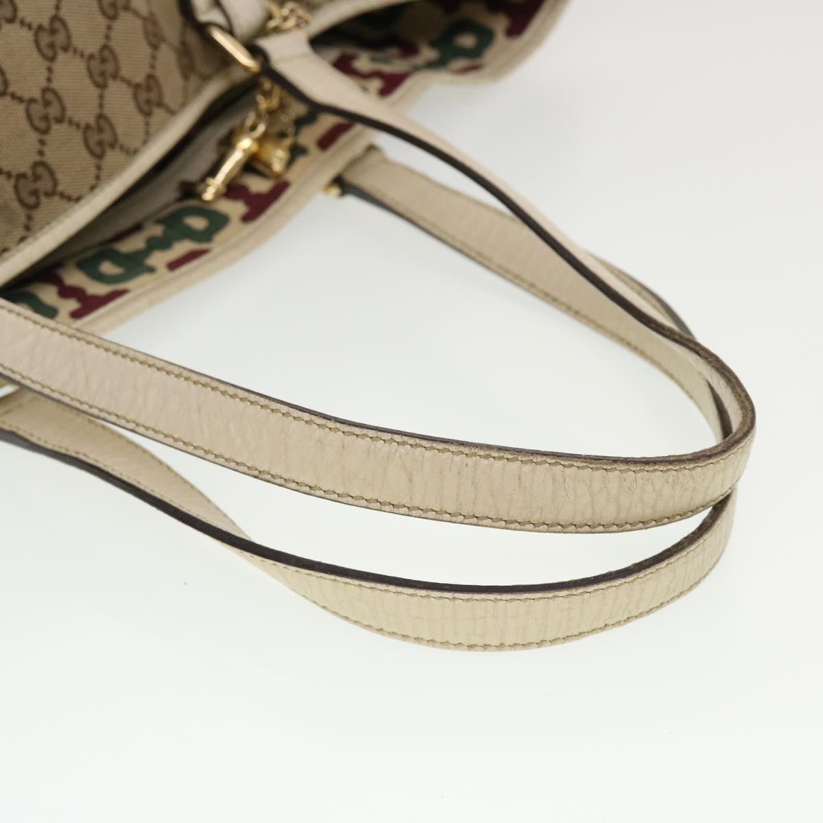 GUCCI GG Canvas Web Sherry Line Tote Bag Beige Green Red 139260 Auth tb669