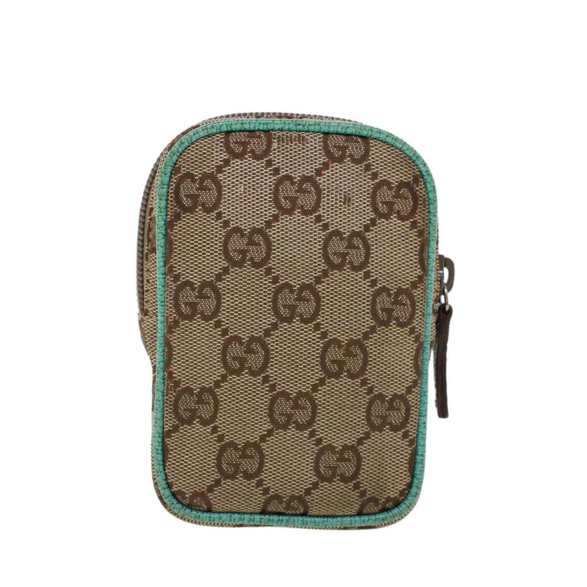 GUCCI GG Canvas Cigarette Case Beige Light Blue 115249 Auth tb678