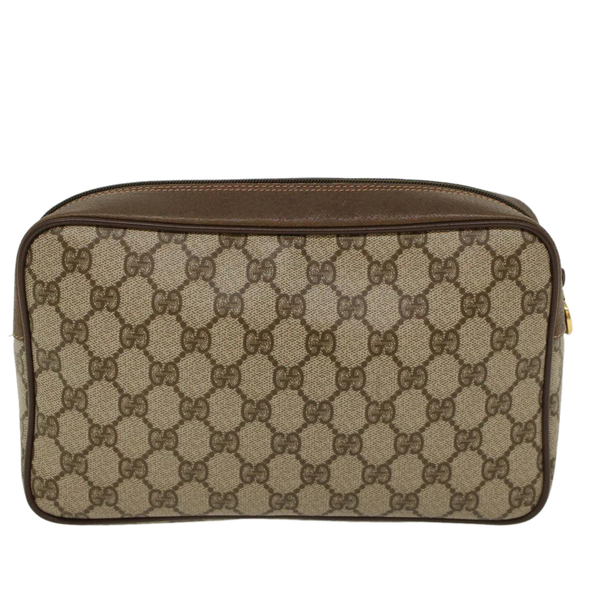 GUCCI GG Canvas Clutch Bag PVC Leather Beige Auth tb707 - 0