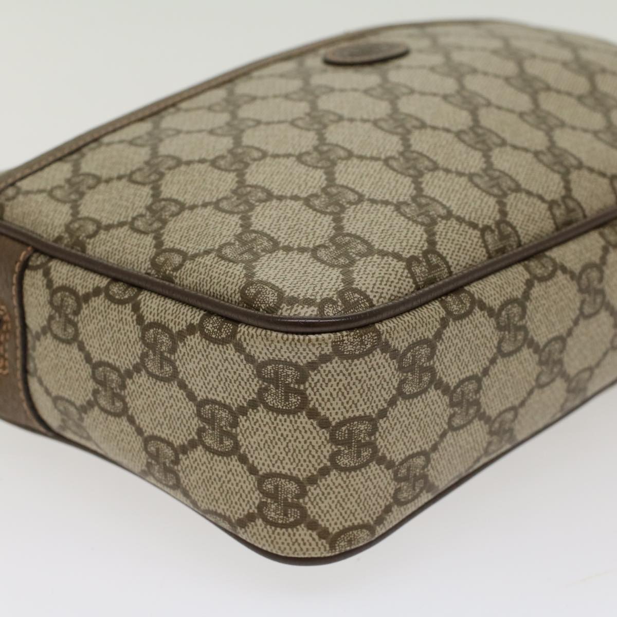 GUCCI GG Canvas Clutch Bag PVC Leather Beige Auth tb707