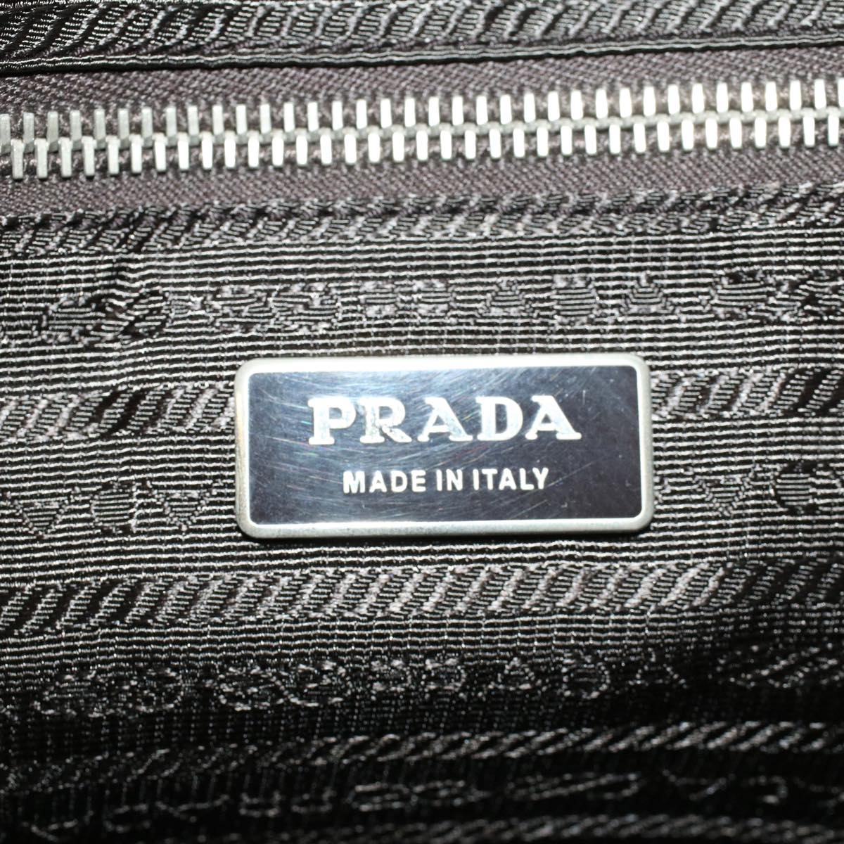 PRADA Tote Bag Nylon Leather Khaki Auth tb709