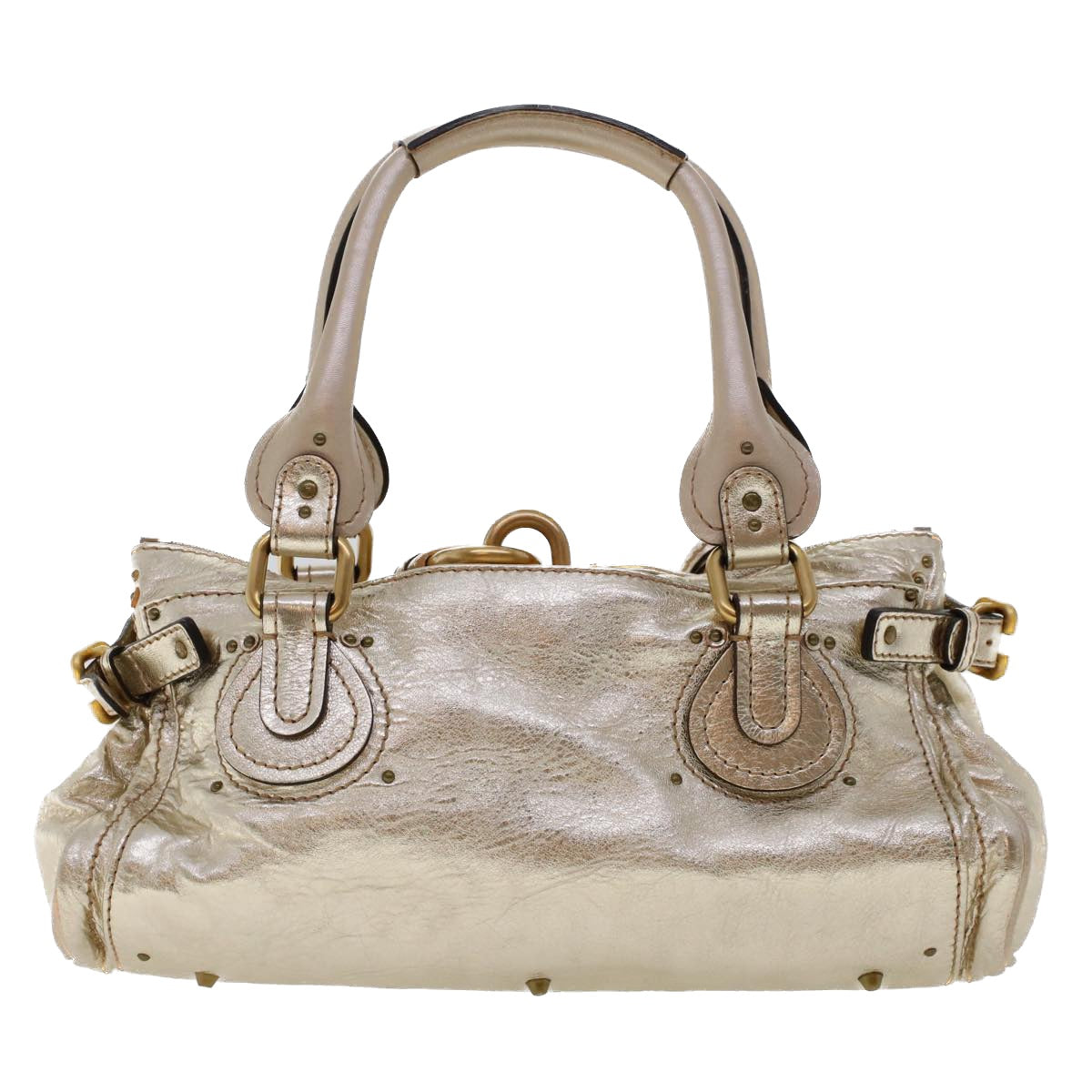 Chloe Paddington Hand Bag Leather Gold Tone Auth tb711