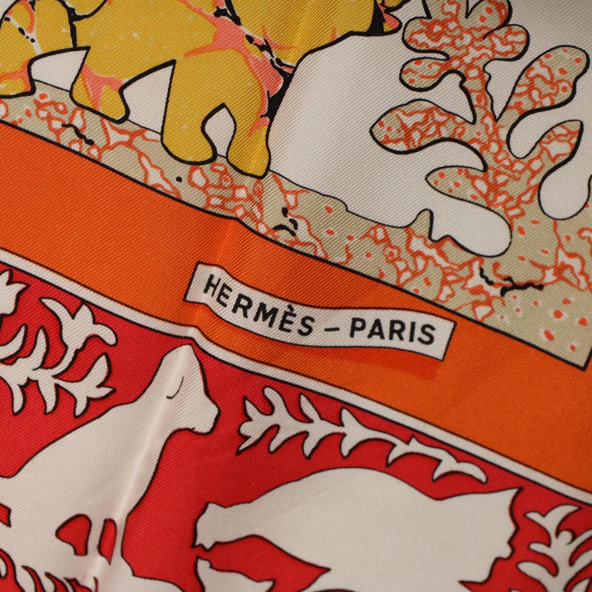 HERMES Carre 90 Scarf Silk 3Set Green White Red Auth tb737