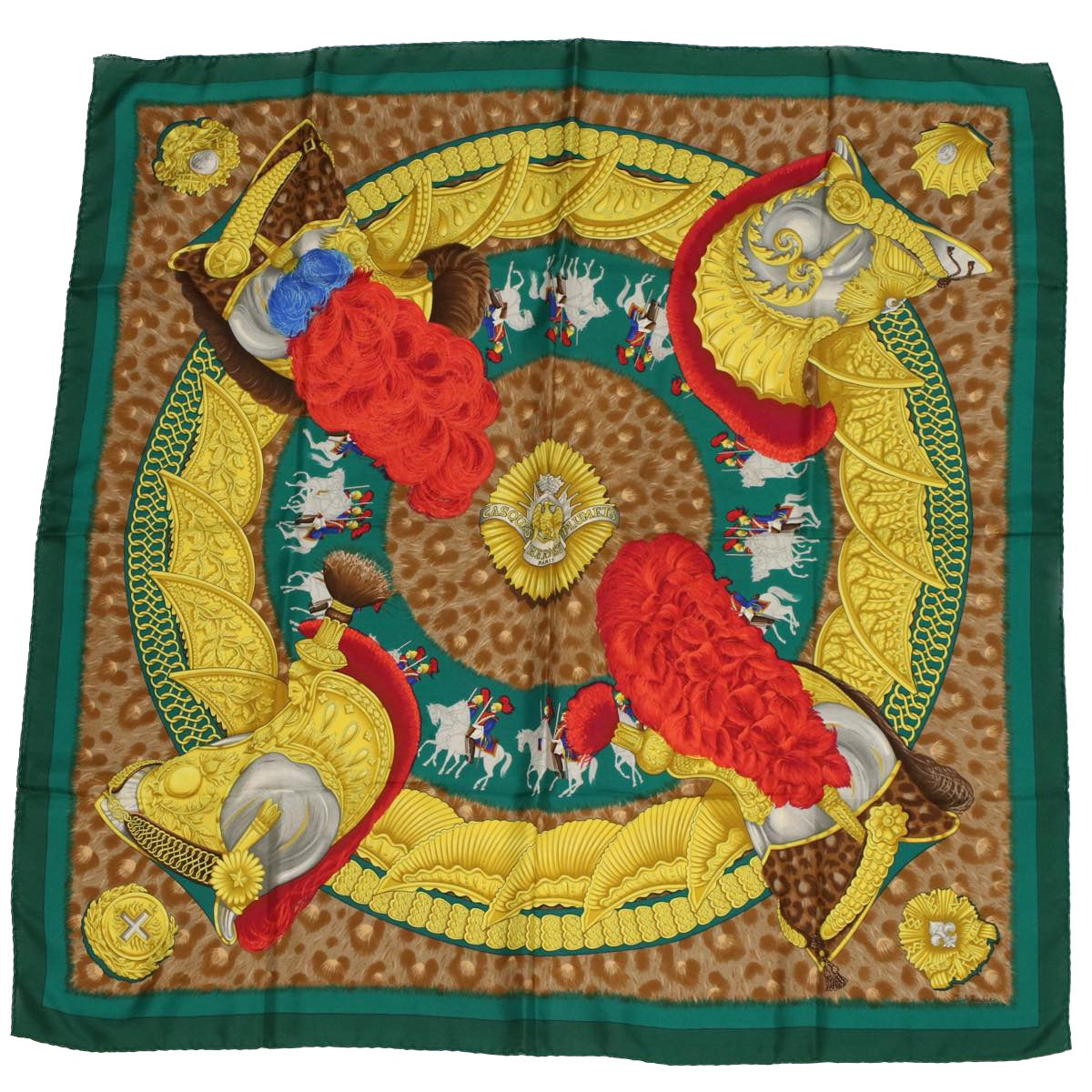 HERMES Carre 90 Scarf Silk 3Set Green White Red Auth tb737 - 0