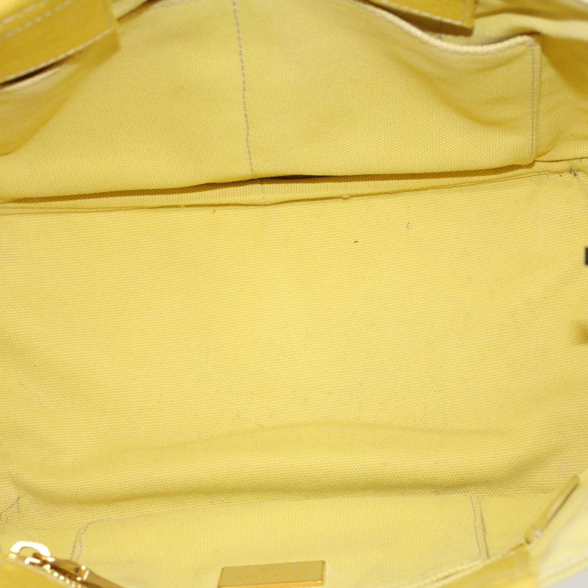 PRADA Canapa Hand Bag Canvas Yellow Auth tb750