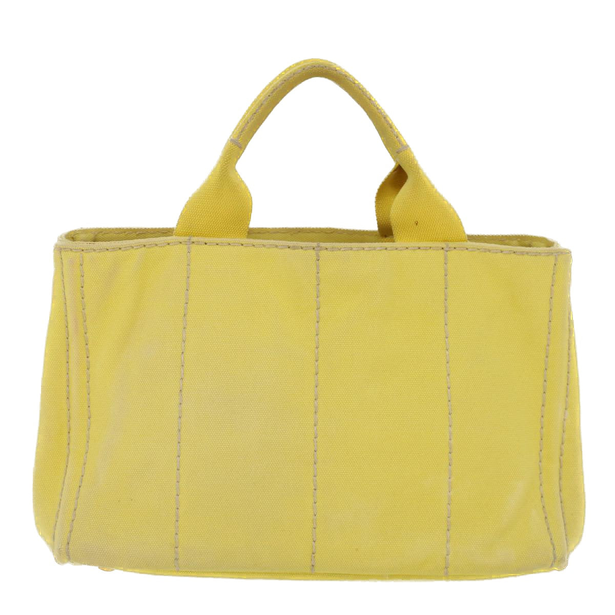 PRADA Canapa Hand Bag Canvas Yellow Auth tb750