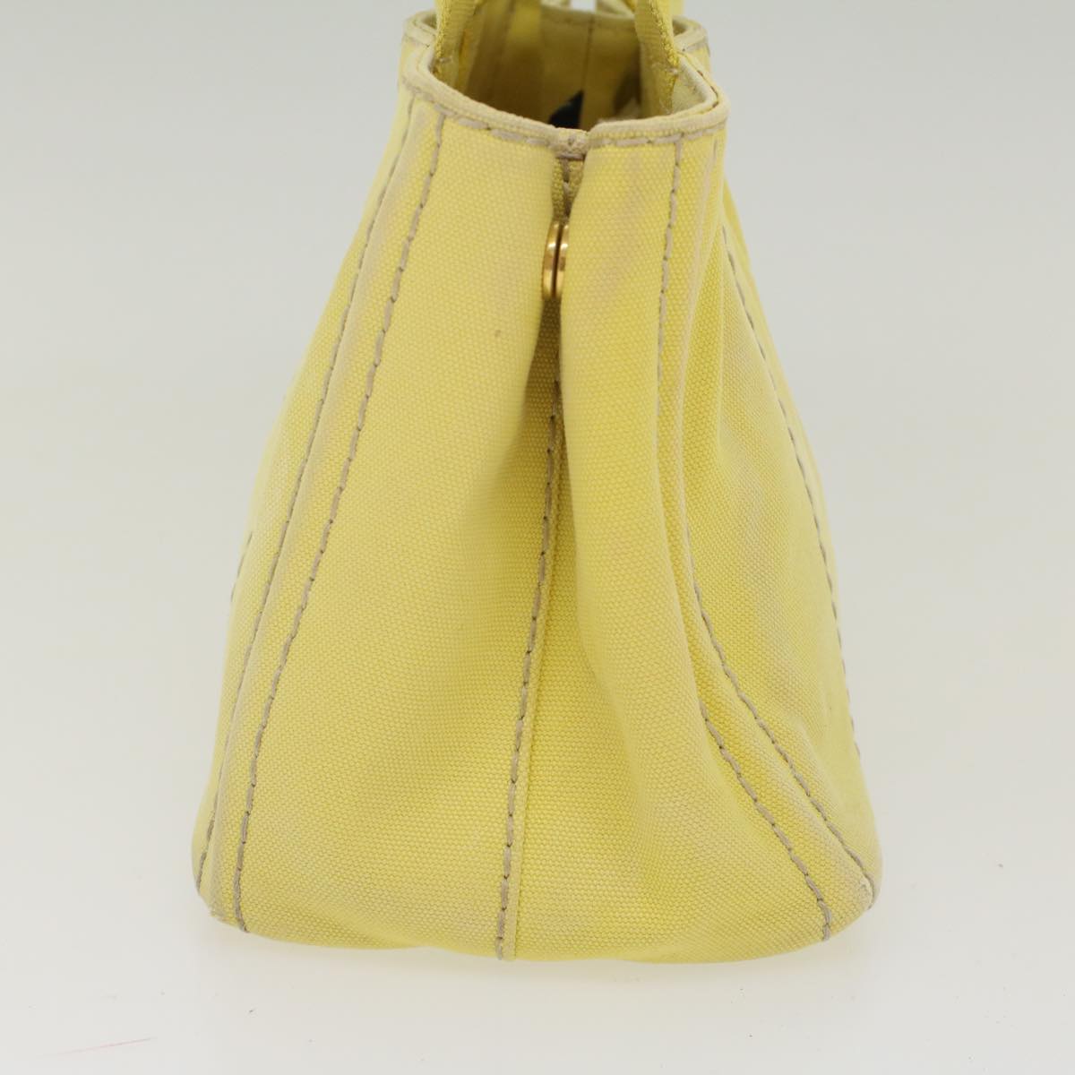 PRADA Canapa Hand Bag Canvas Yellow Auth tb750