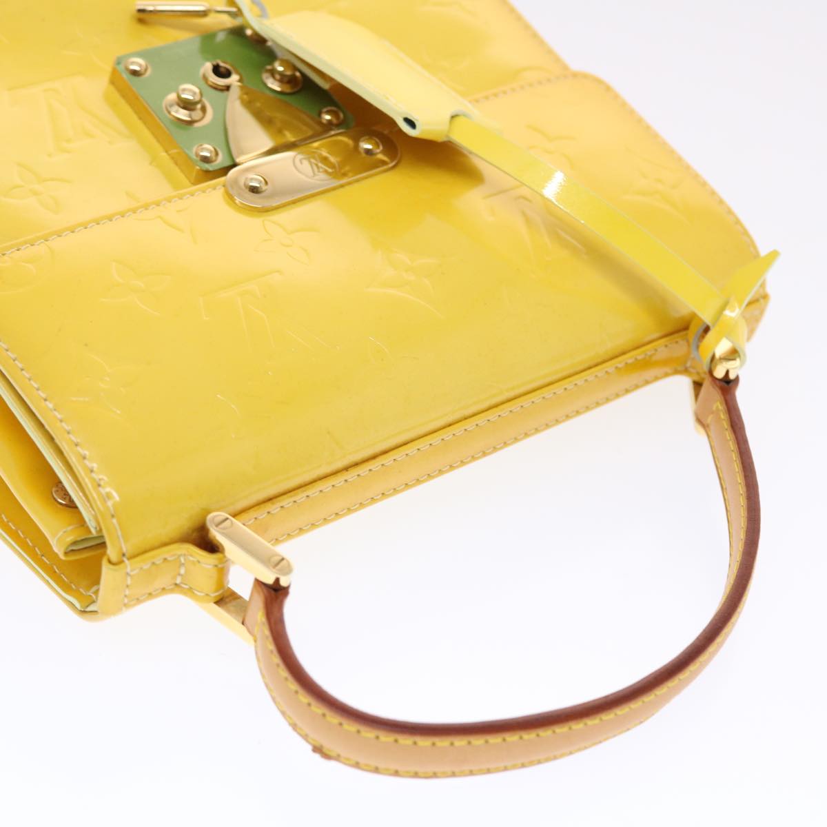 LOUIS VUITTON Monogram Vernis Spring Street Hand Bag Yellow M91068 LV Auth tb791