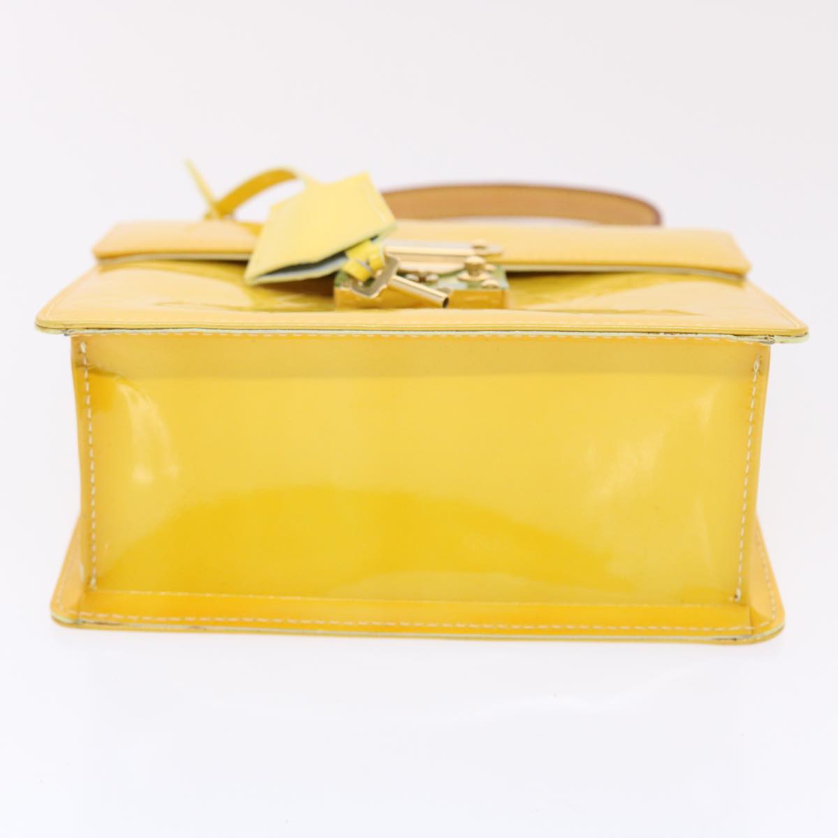 LOUIS VUITTON Monogram Vernis Spring Street Hand Bag Yellow M91068 LV Auth tb791