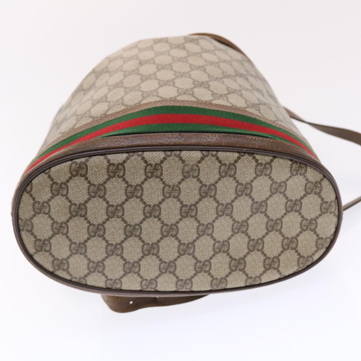 GUCCI GG Canvas Web Sherry Line Shoulder Bag Beige Red Green Auth tb826