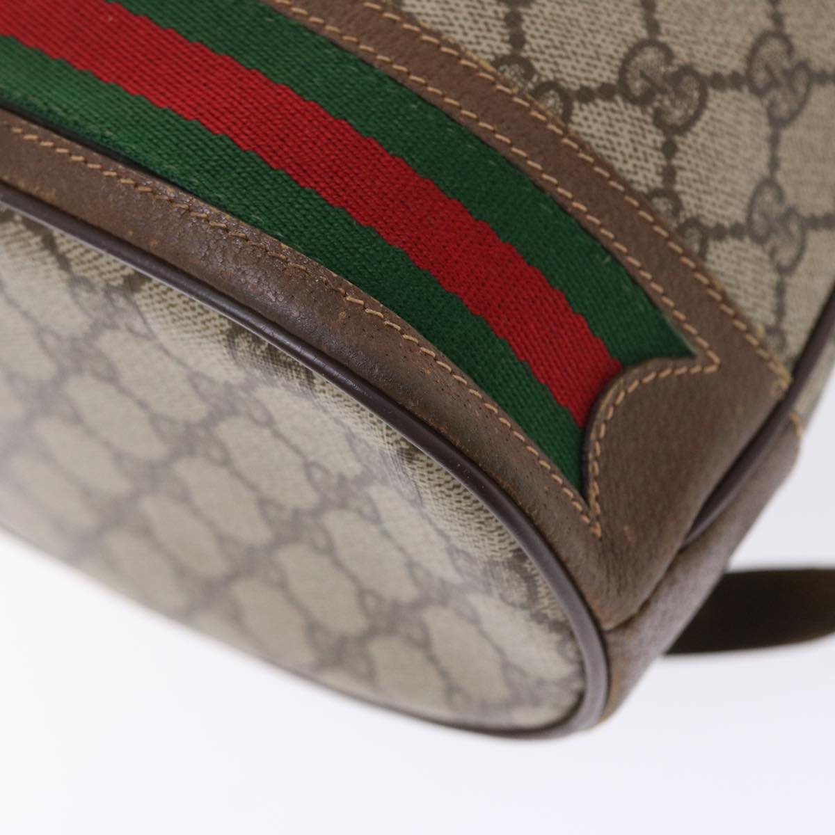 GUCCI GG Canvas Web Sherry Line Shoulder Bag Beige Red Green Auth tb826