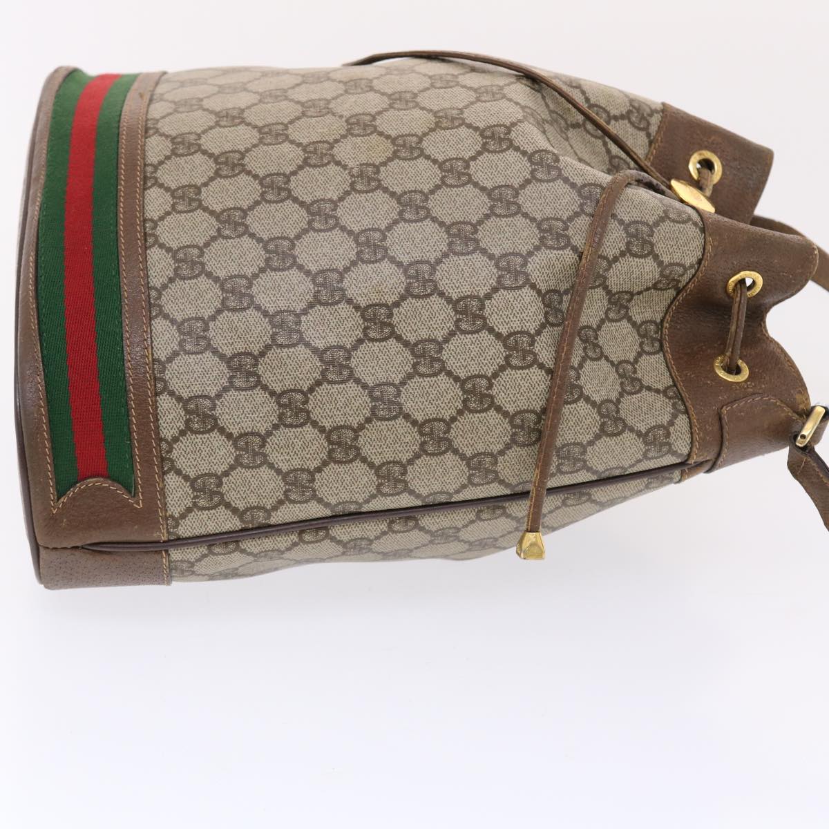 GUCCI GG Canvas Web Sherry Line Shoulder Bag Beige Red Green Auth tb826