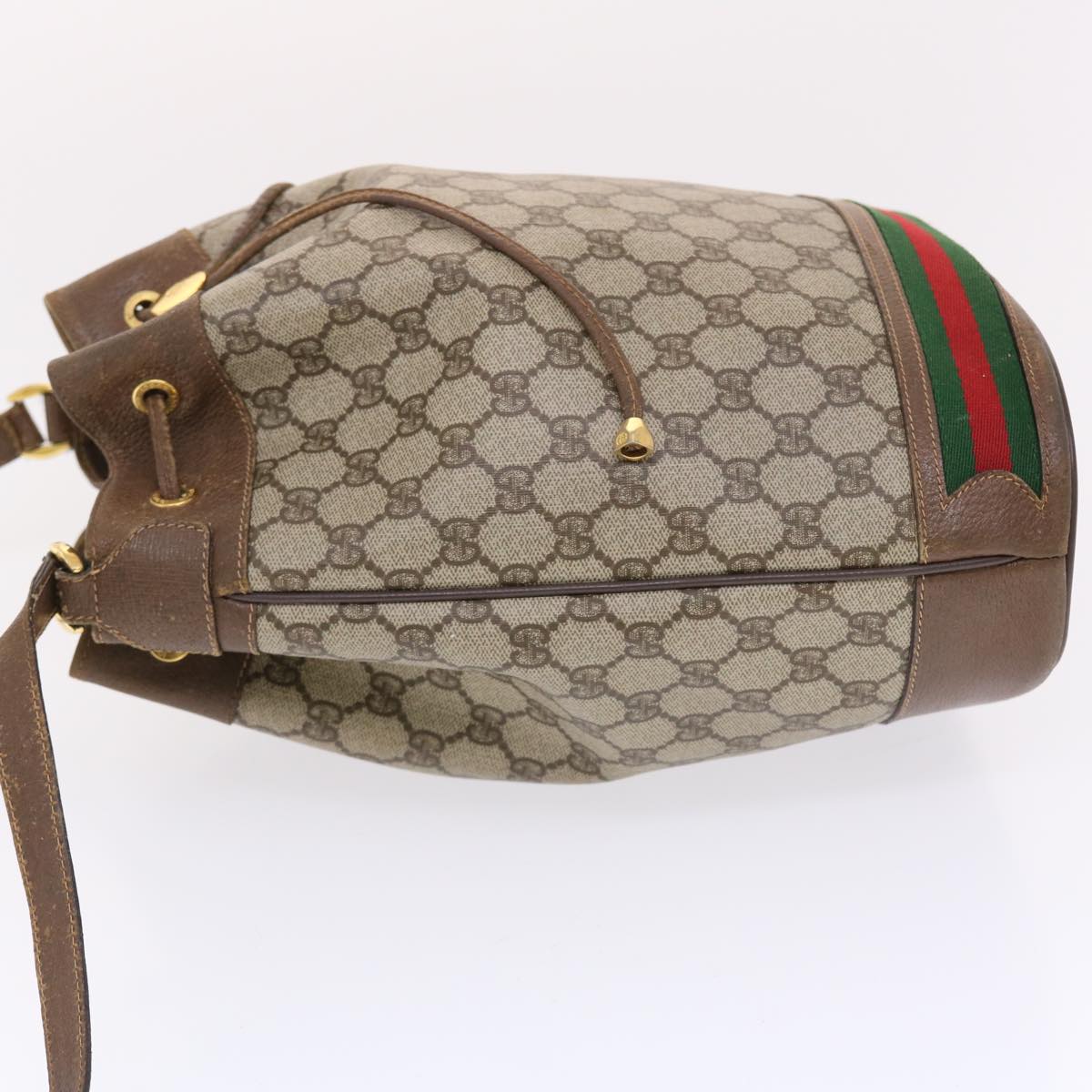 GUCCI GG Canvas Web Sherry Line Shoulder Bag Beige Red Green Auth tb826