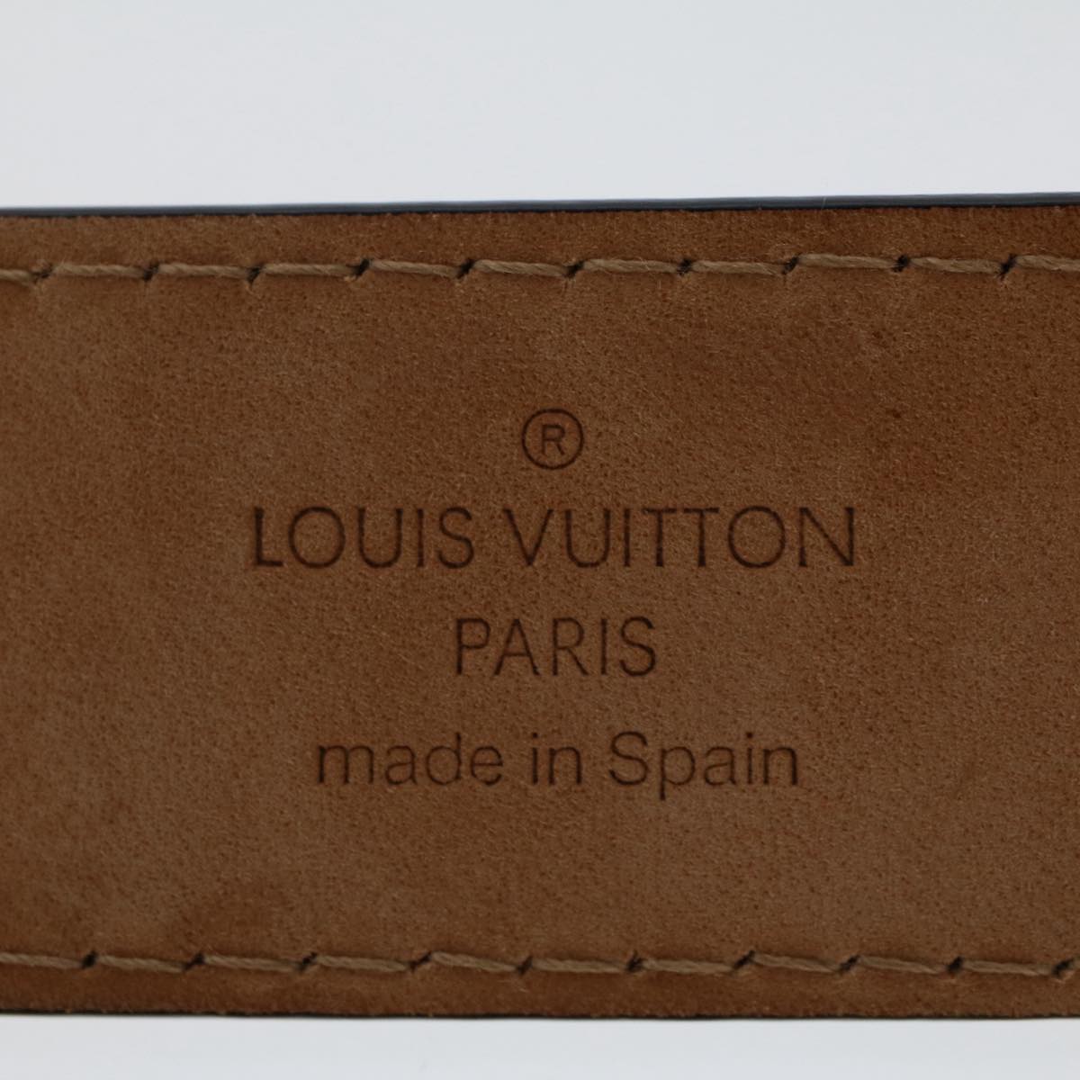 LOUIS VUITTON Ceinture jeans Belt Leather 29.5""-33.5"" Black M6812 Auth tb846