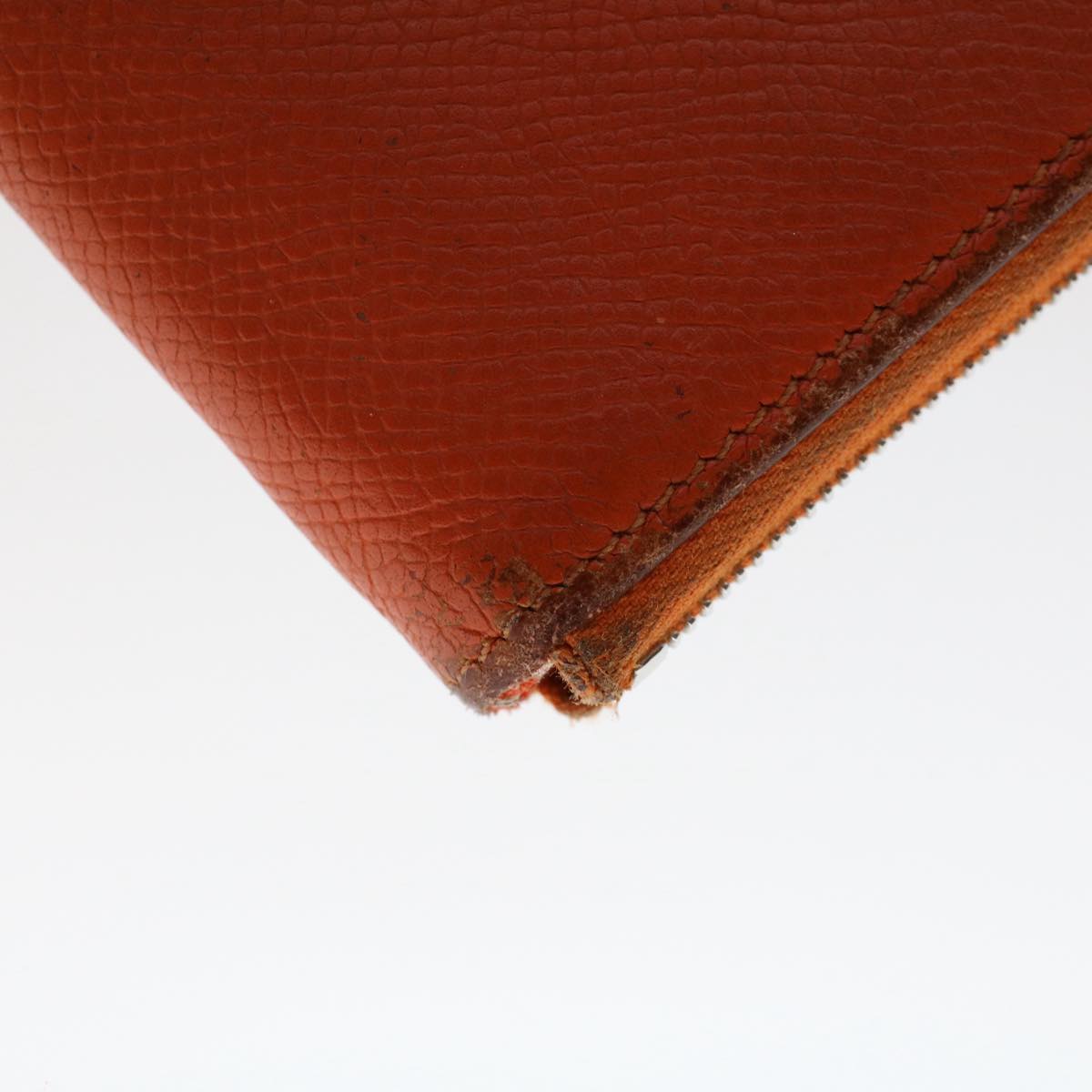 HERMES Azap Wallet Leather Orange Auth tb854