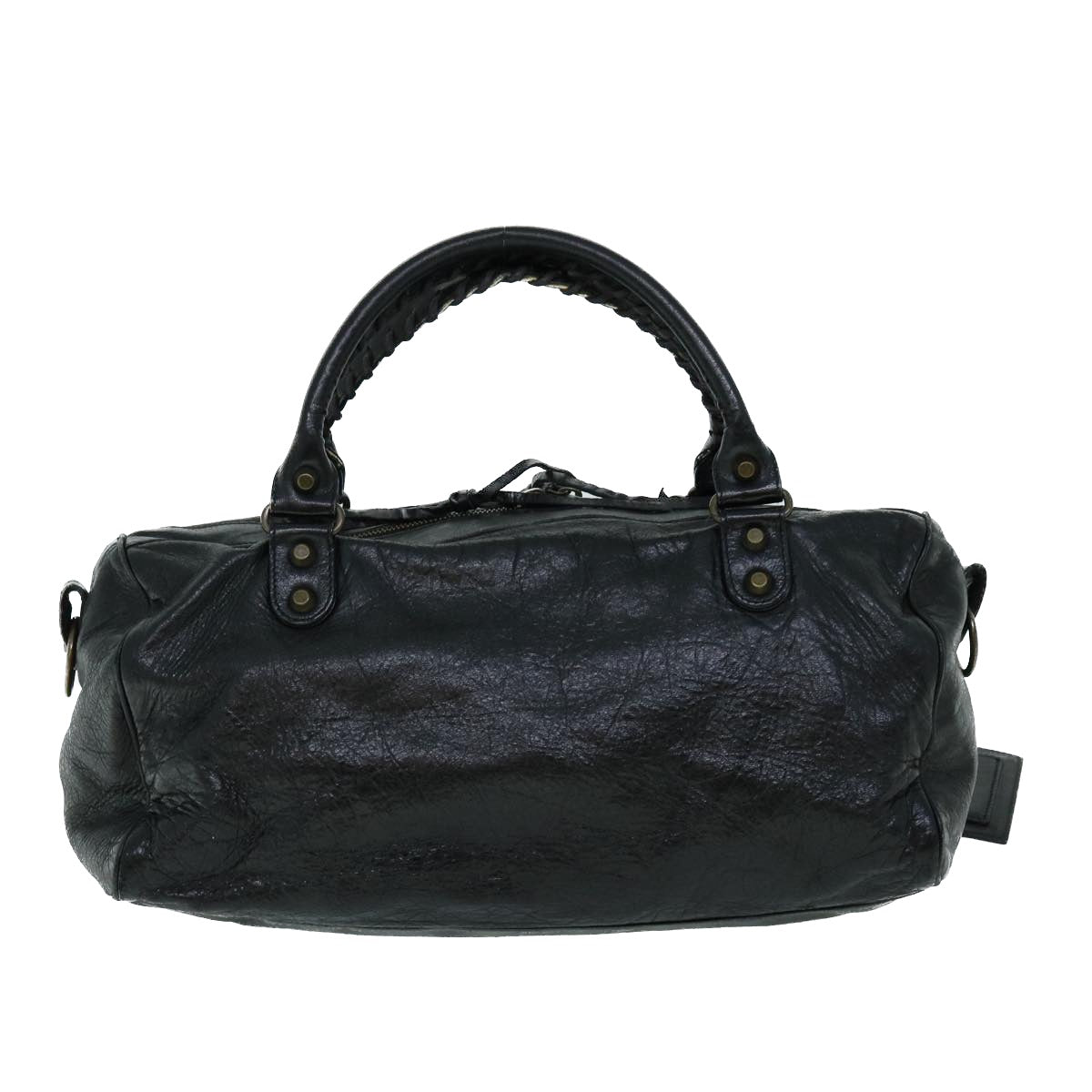 BALENCIAGA The Zizy Hand Bag Leather 2way Black 128523 Auth tb872