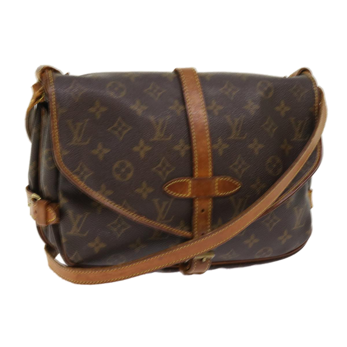 LOUIS VUITTON Monogram Saumur 30 Shoulder Bag M42256 LV Auth tb875