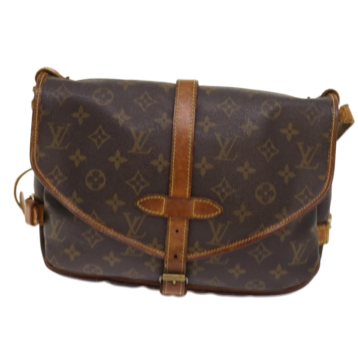 LOUIS VUITTON Monogram Saumur 30 Shoulder Bag M42256 LV Auth tb875