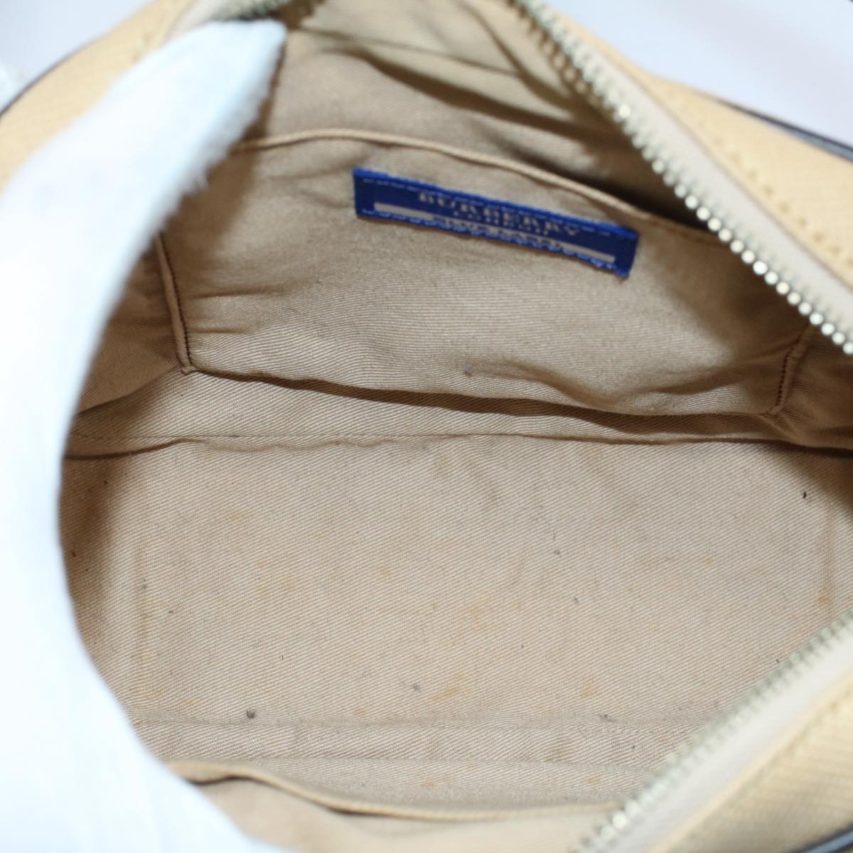 BURBERRY Blue Label Shoulder Bag Canvas Beige Auth tb878