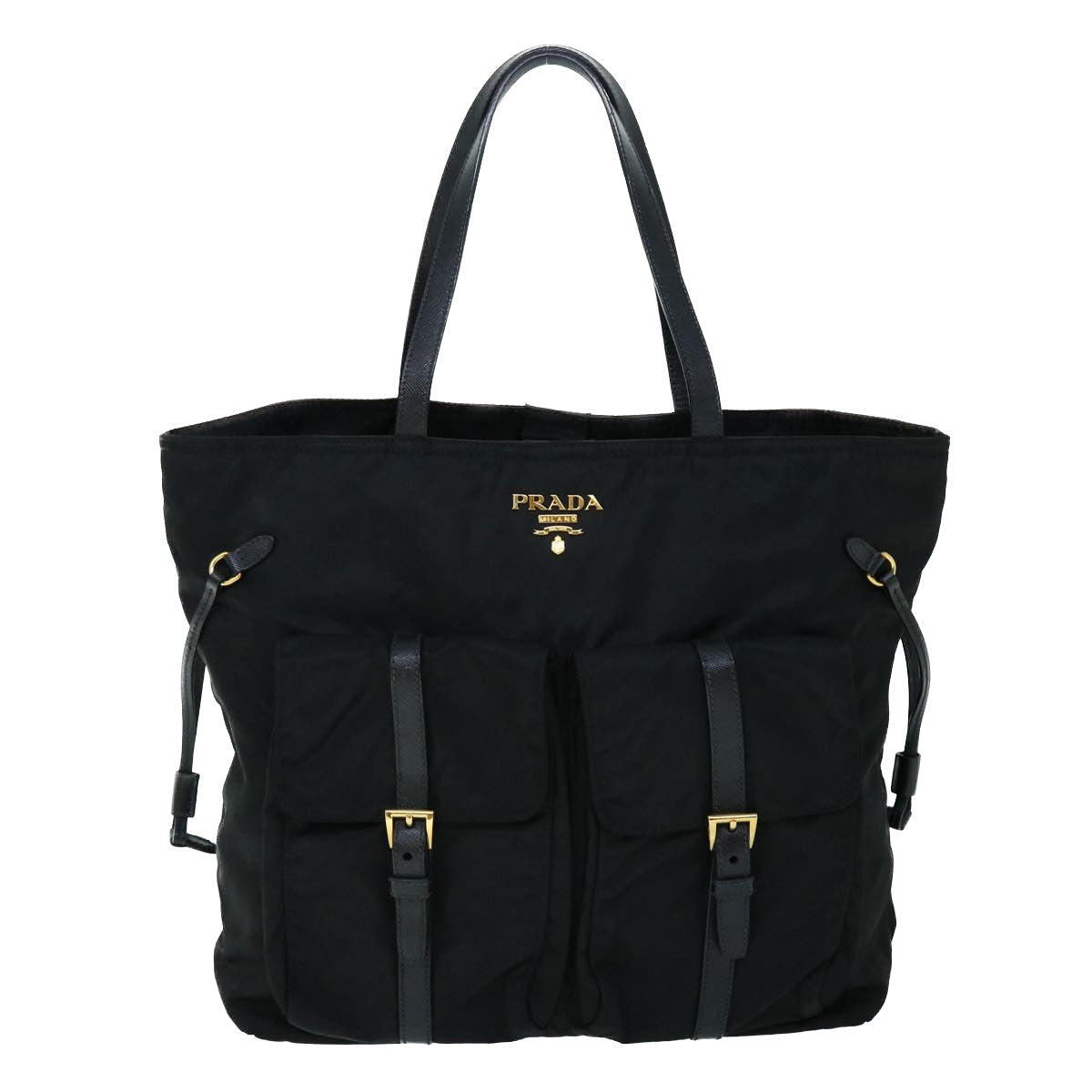 PRADA Tote Bag Nylon Black Auth tb884