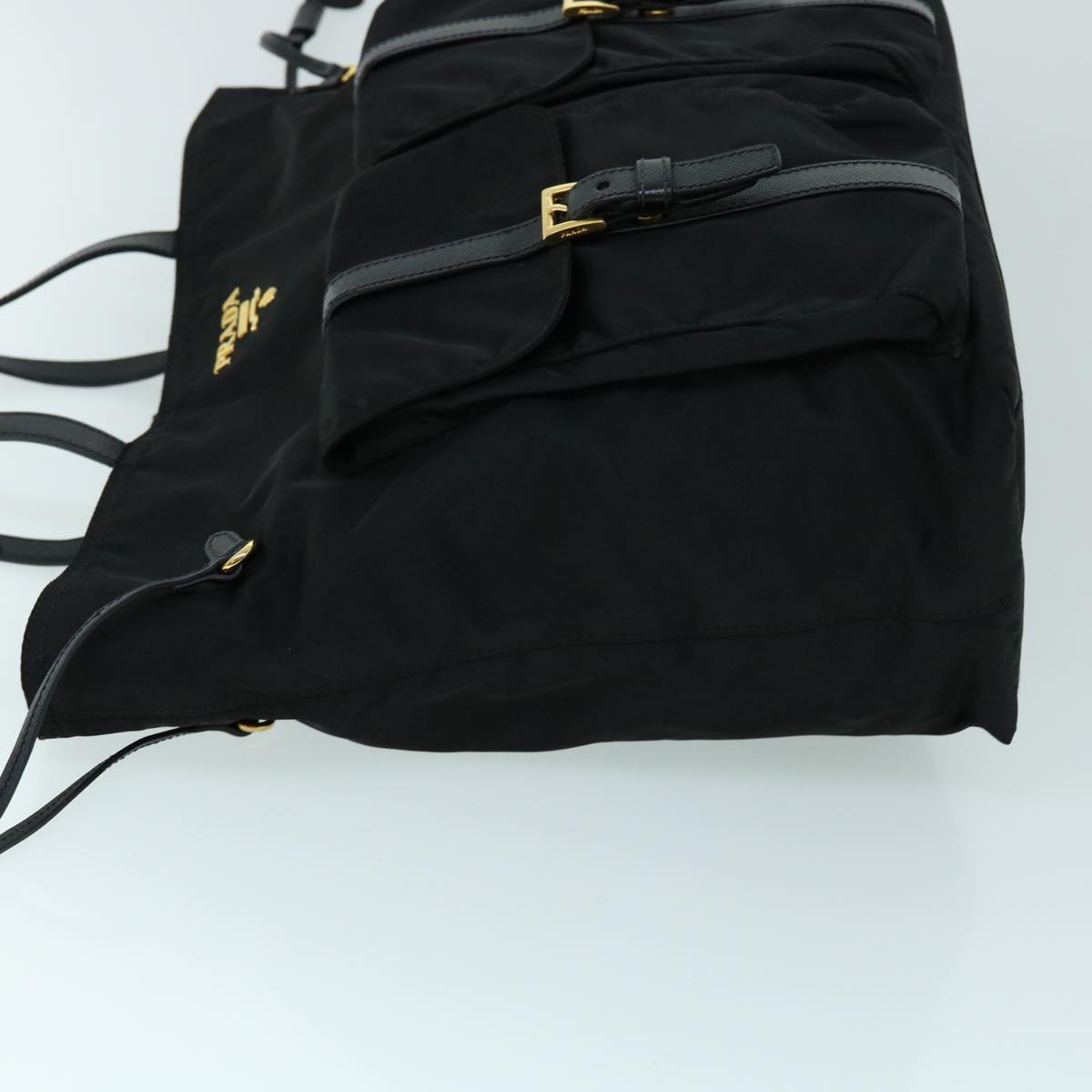 PRADA Tote Bag Nylon Black Auth tb884