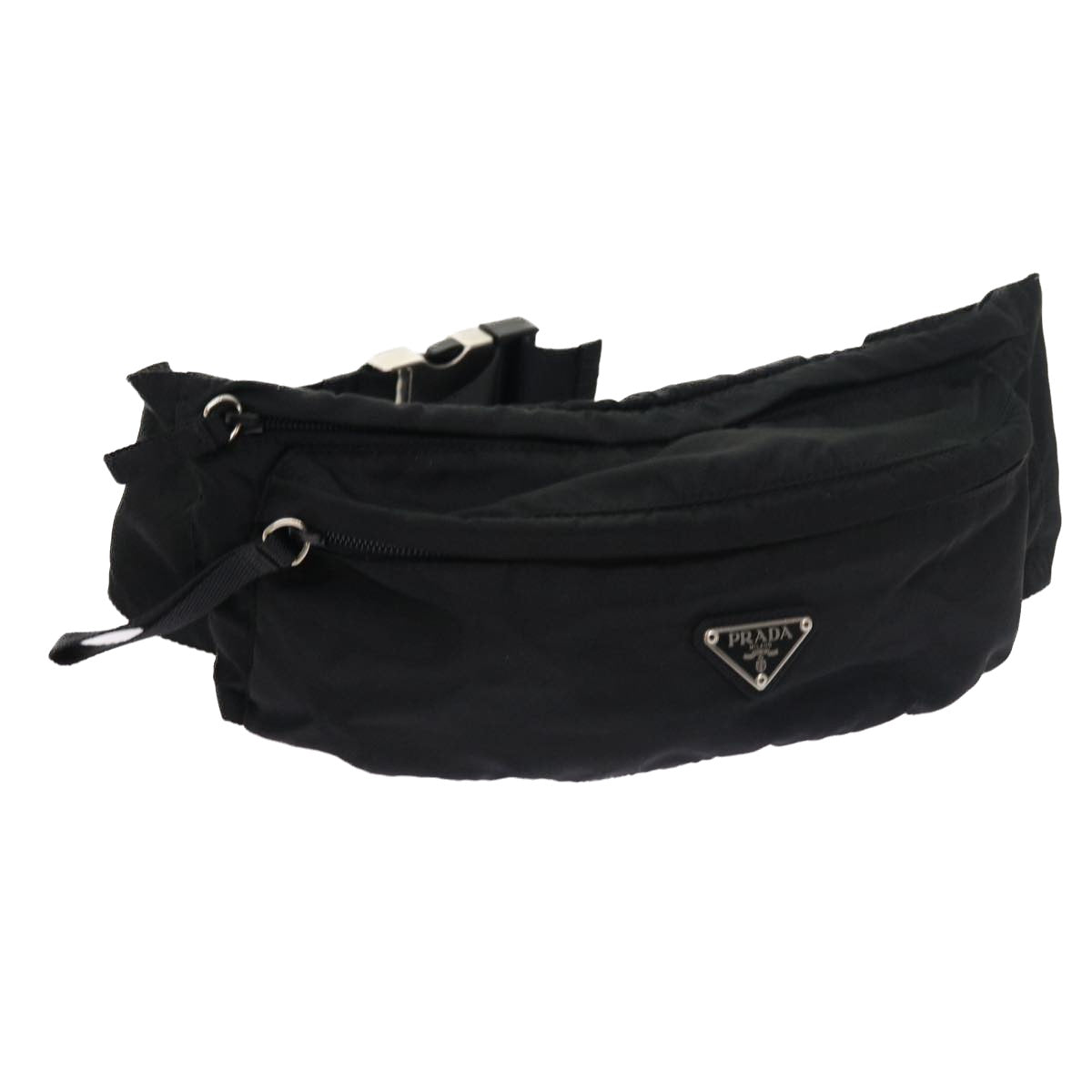 PRADA Waist bag Nylon Black Auth tb885