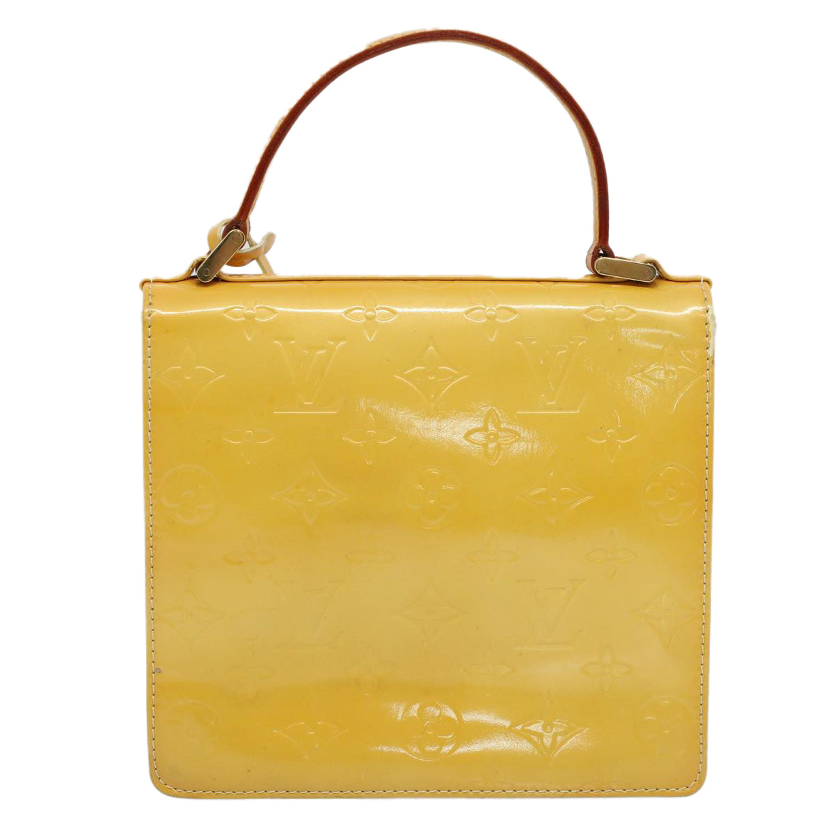 LOUIS VUITTON Monogram Vernis Spring Street Hand Bag Yellow M91068 LV Auth tb889