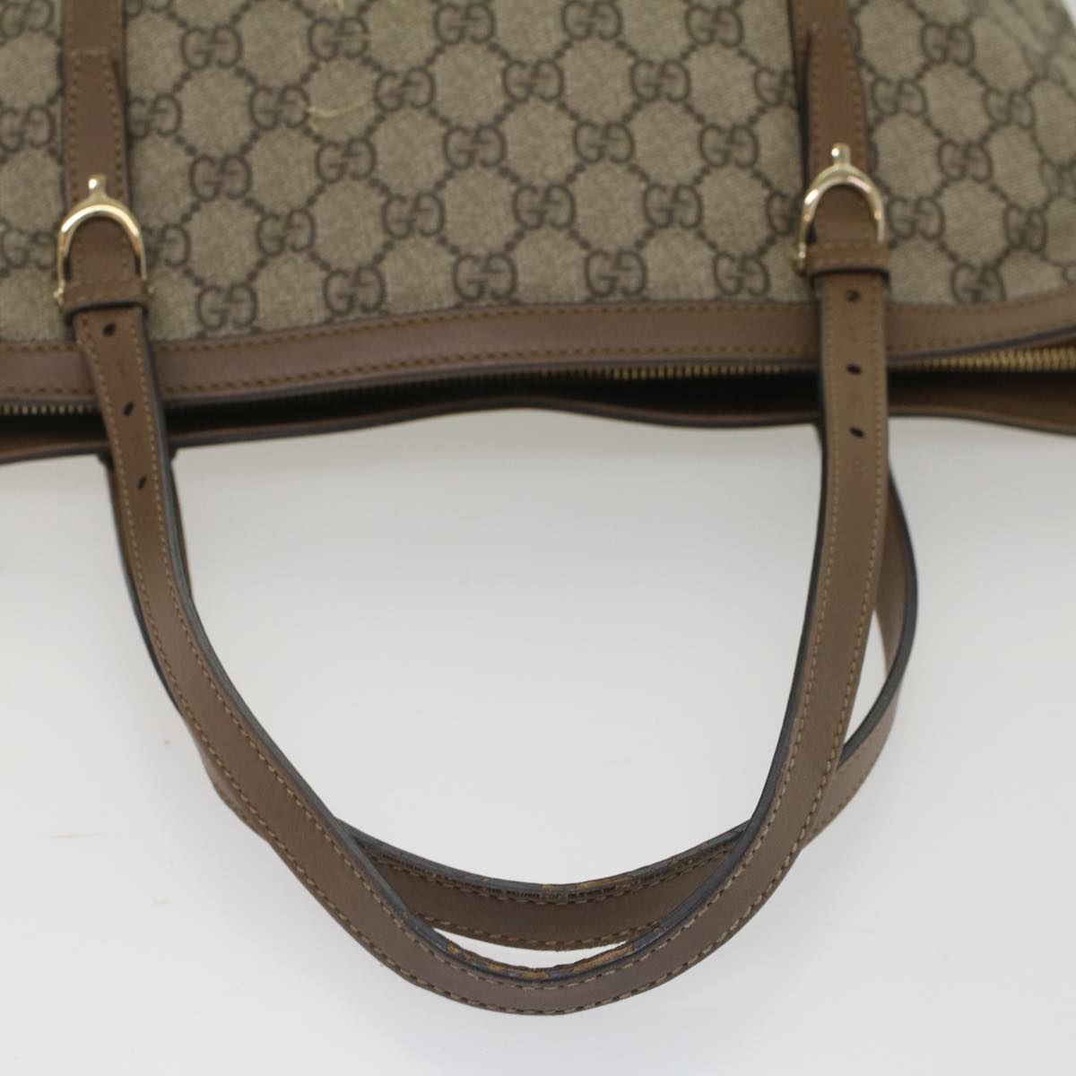 GUCCI GG Canvas Tote Bag PVC Leather Beige 336776 Auth tb900