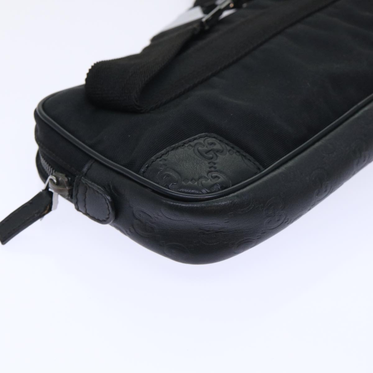 GUCCI Guccissima Waist bag Nylon Leather Black 162417 Auth tb905