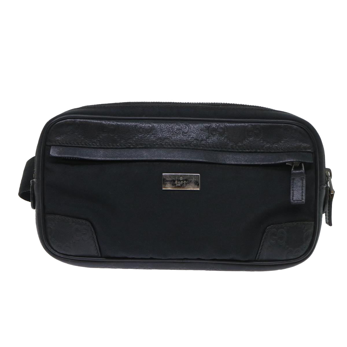 GUCCI Guccissima Waist bag Nylon Leather Black 162417 Auth tb905 - 0