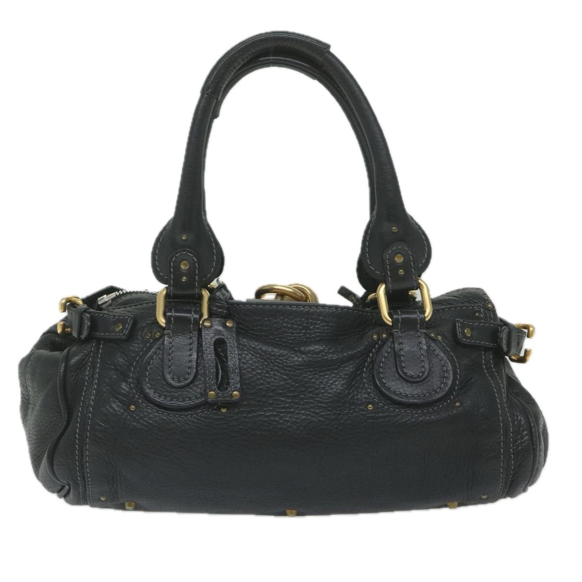 Chloe Paddington Shoulder Bag Leather Black Auth tb918
