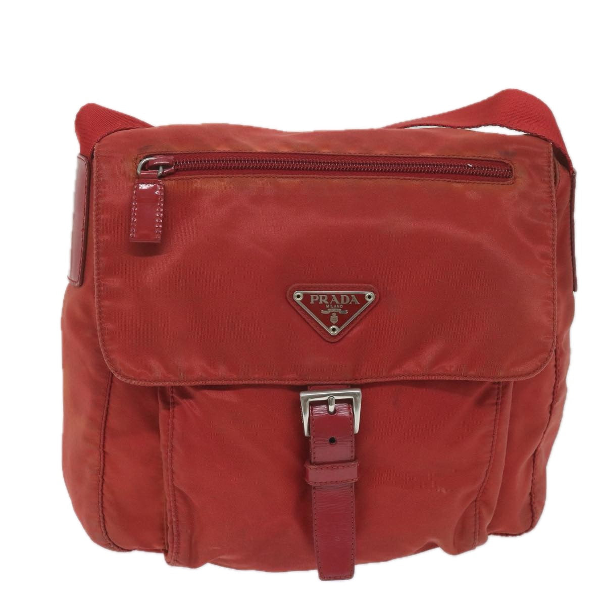 PRADA Shoulder Bag Nylon Red Auth tb920 - 0