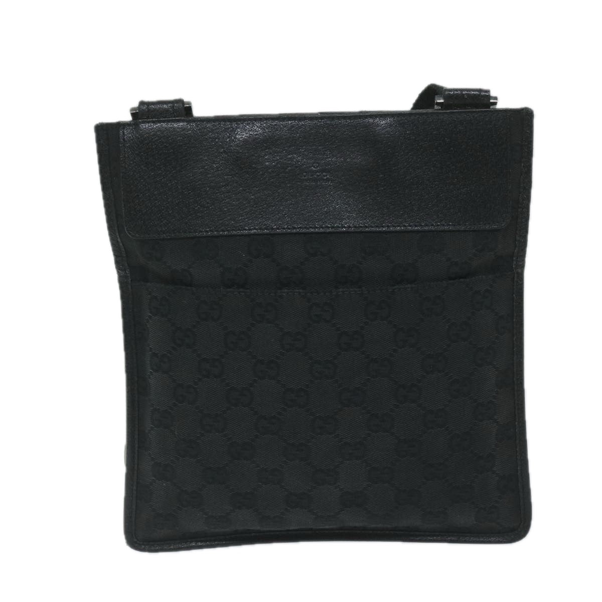 GUCCI GG Canvas Shoulder Bag Black 27639 Auth tb930