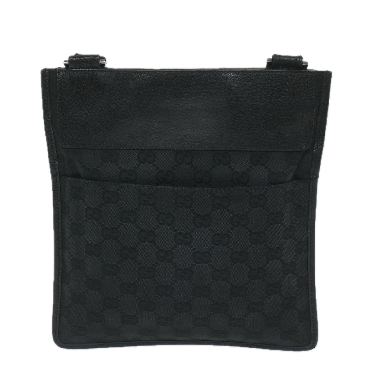 GUCCI GG Canvas Shoulder Bag Black 27639 Auth tb930