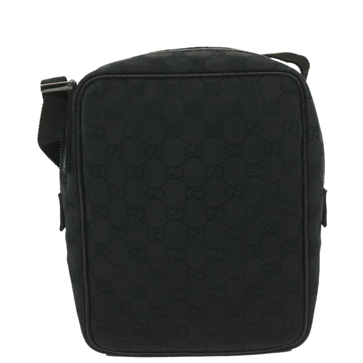 GUCCI GG Canvas Shoulder Bag Black 122759 Auth tb931