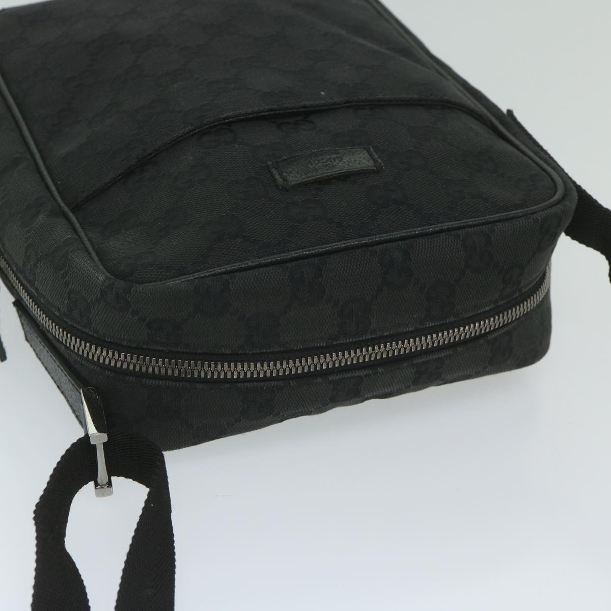 GUCCI GG Canvas Shoulder Bag Black 122759 Auth tb931