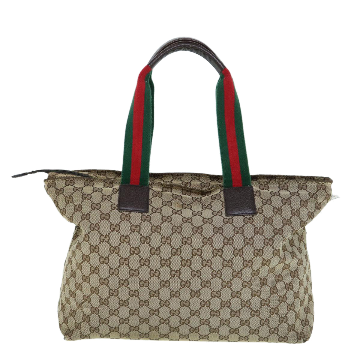 GUCCI GG Canvas Web Sherry Line Mothers Bag Tote Bag Beige Red 155524 Auth tb937 - 0