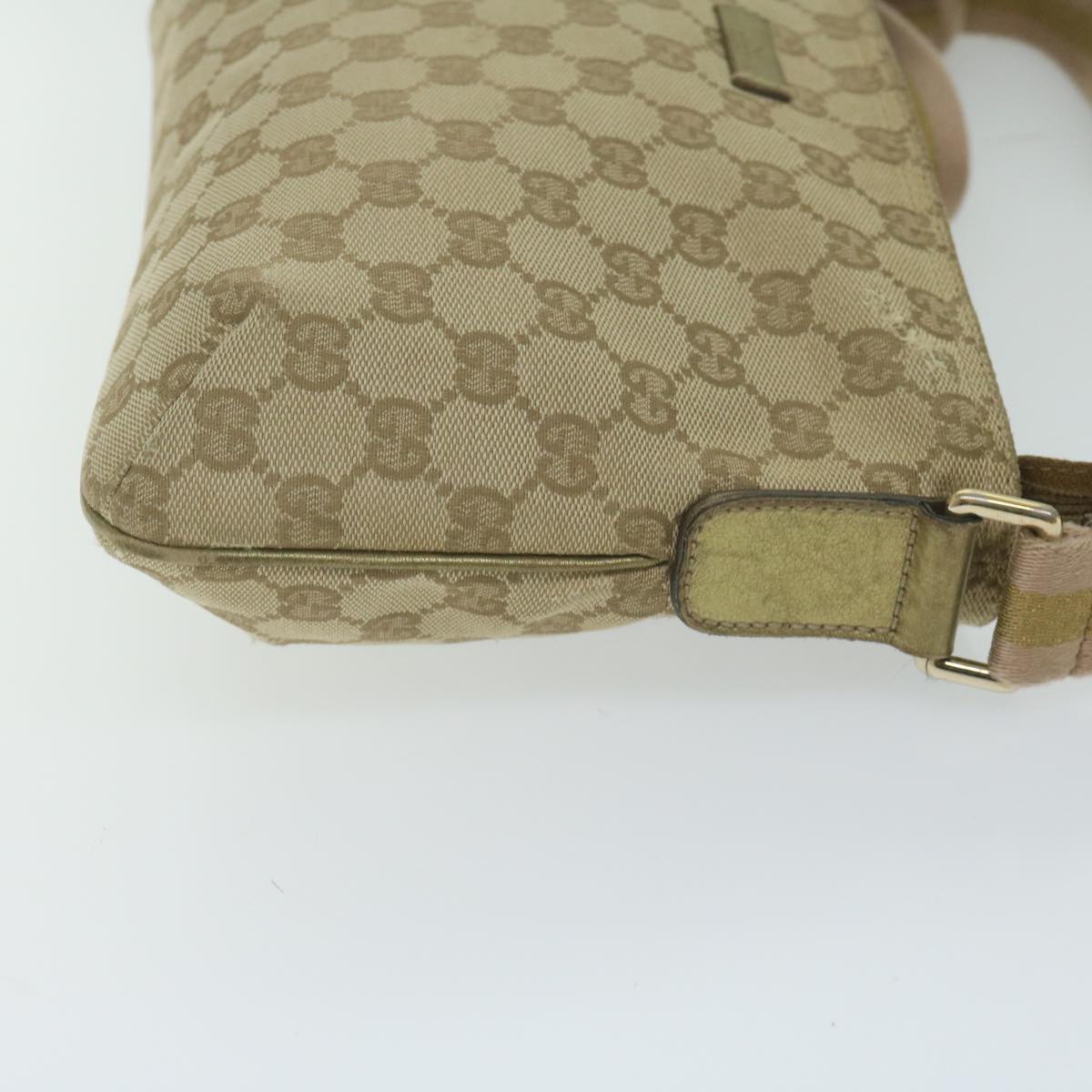 GUCCI GG Canvas Sherry Line Shoulder Bag Beige Gold pink 189749 Auth tb967