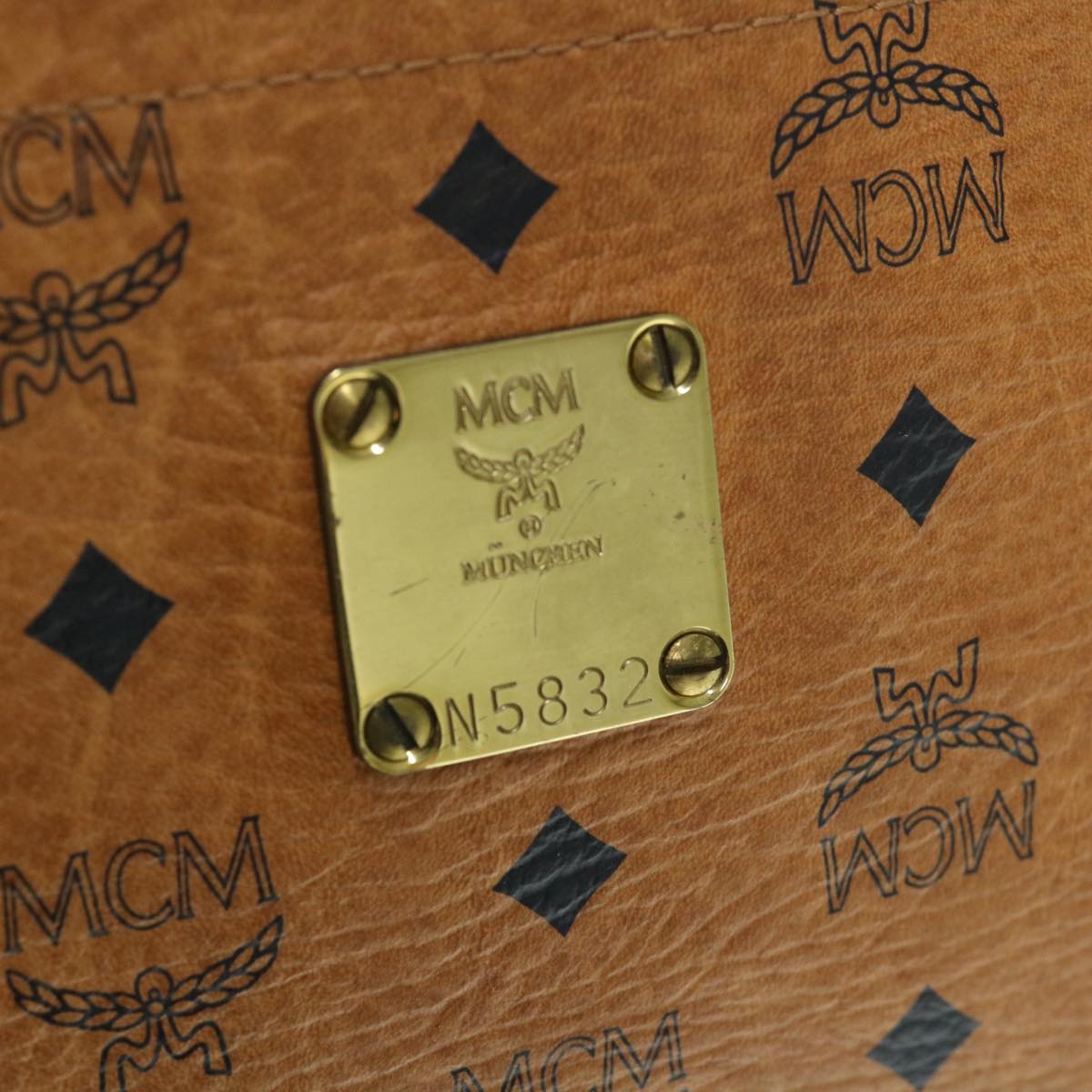 MCM Vicetos Logogram Tote Bag PVC Leather Brown Auth tb976